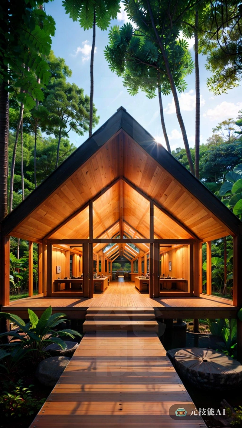 游乐场热带雨林露营地是一个建筑杰作，它将自然环境与建设性和概念性设计完美融合。结构以木材为主，从周围的热带雨水中有机发芽，最像是生活的一部分，打破生态系统木材的使用不仅完善了周围的环境，而且为其他现代抽象的设计增添了温暖和诱人的色彩