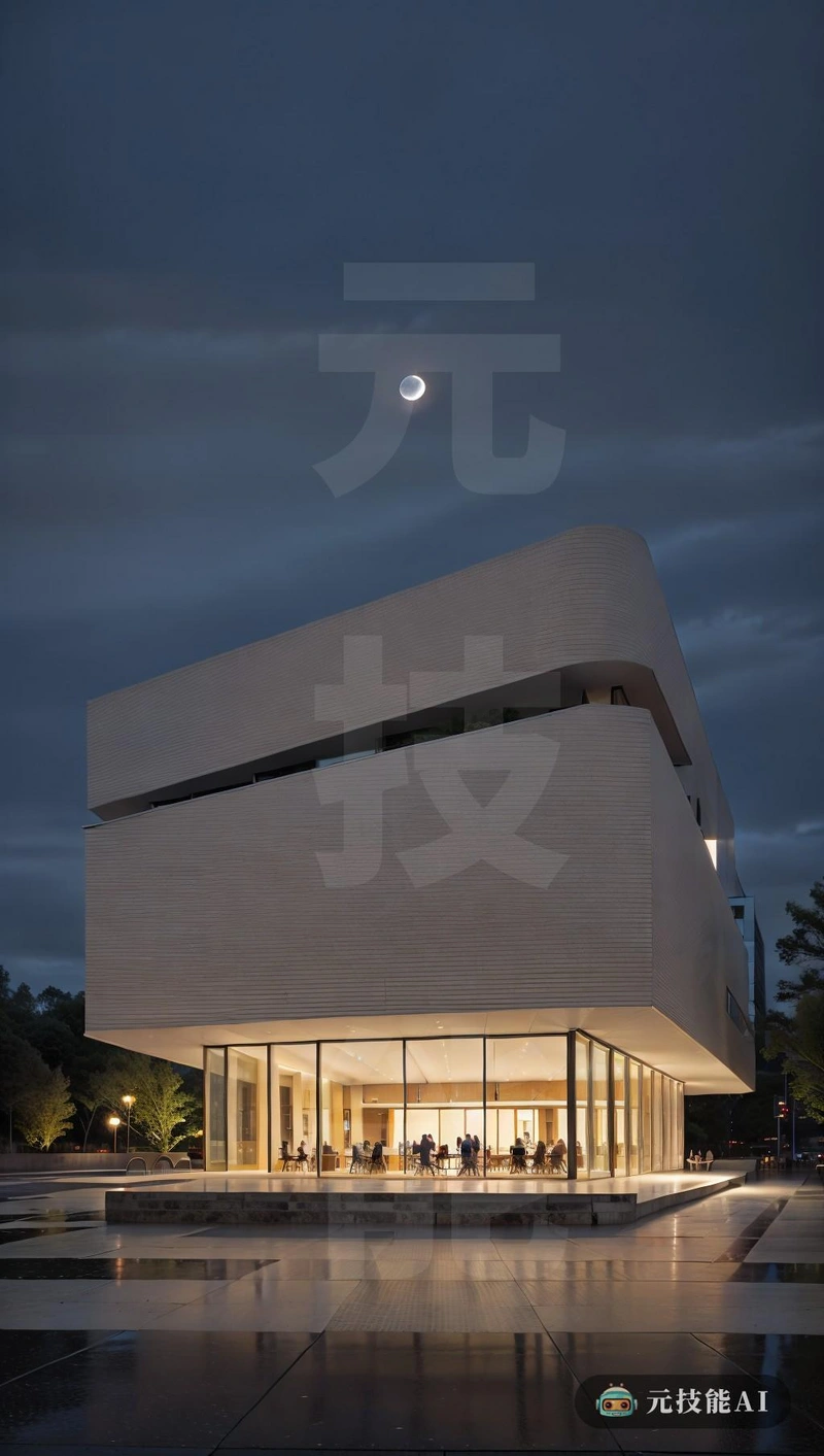 Moonlight市政厅的建筑展示了Ludwig Mies van der Rohe建筑服的辉煌。该建筑采用乙烯基材料建造，灵感来自二战时期建筑的概念形状，它考验了设计在创造功能性和美观结构方面的力量。夜幕降临时，建筑干净，现代线条提供了更多反对月球积压的证据，创造了一种引人注目的独特视觉体验