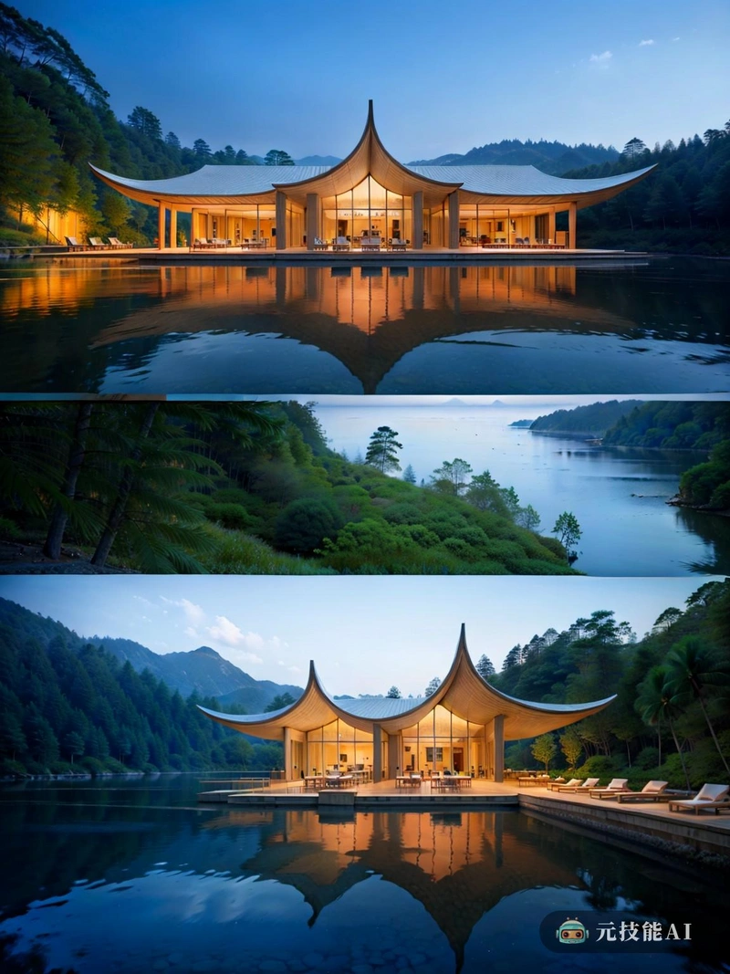 以竹子为灵感的可持续旅游中心是现代建筑的灯塔,与自然环境无缝融合。该建筑的翼形结构以罗马式风格设计,向湖面延伸,形成了一个引人注目的轮廓。该中心主要由竹子建造,竹子以其强度和可持续性而闻名,与周围的树叶协调一致。湖边的篝火提供了一个舒适的聚会场所,游客可以在这里享受大自然的宁静,同时享受高科技设施的奢华。 以竹子为灵感的可持续旅游中心是现代建筑的灯塔,与自然环境无缝融合。该建筑的翼形结构以罗马式风格设计,向湖面延伸,形成了一个引人注目的轮廓。该中心主要由竹子建造,竹子以其强度和可持续性而闻名,与周围的树叶协调一致。湖边的篝火提供了一个舒适的聚会场所,游客可以在这里享受大自然的宁静,同时享受高科技设施的奢华。