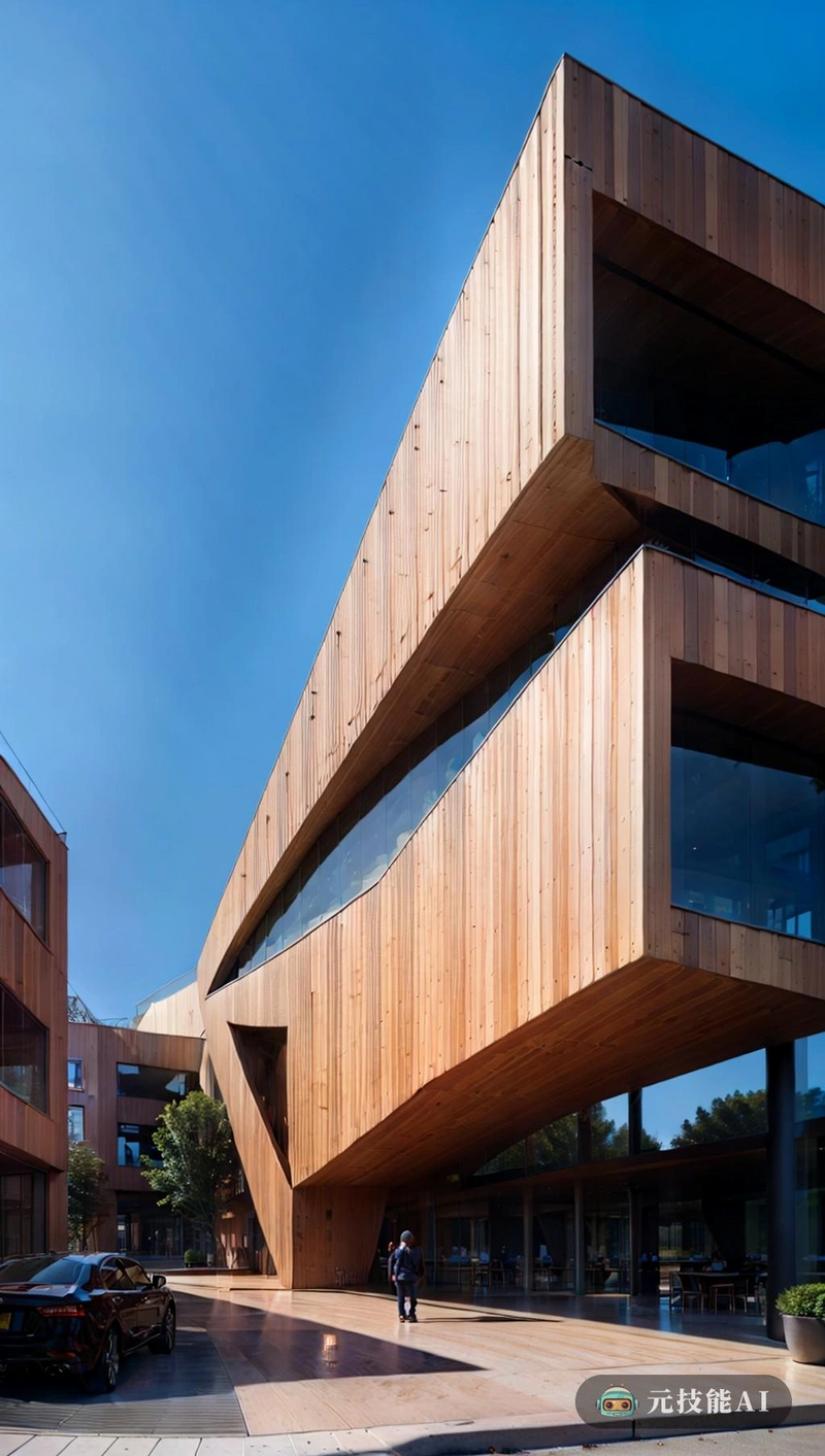 在充满活力的艺术区的中心，矗立着一座引人注目的独特建筑，它体现了现代性和创新设计的融合。这座以等距视图而闻名的建筑，以其锯齿形的外观挑战了传统的建筑规范，这是一个从直线和直角出发的大胆部门，与现代主义建筑时尚地联系在一起，由木复合板制成，不仅为其他极简主义美学增添了自然的温暖，而且也是对可持续性和环境问题的认可