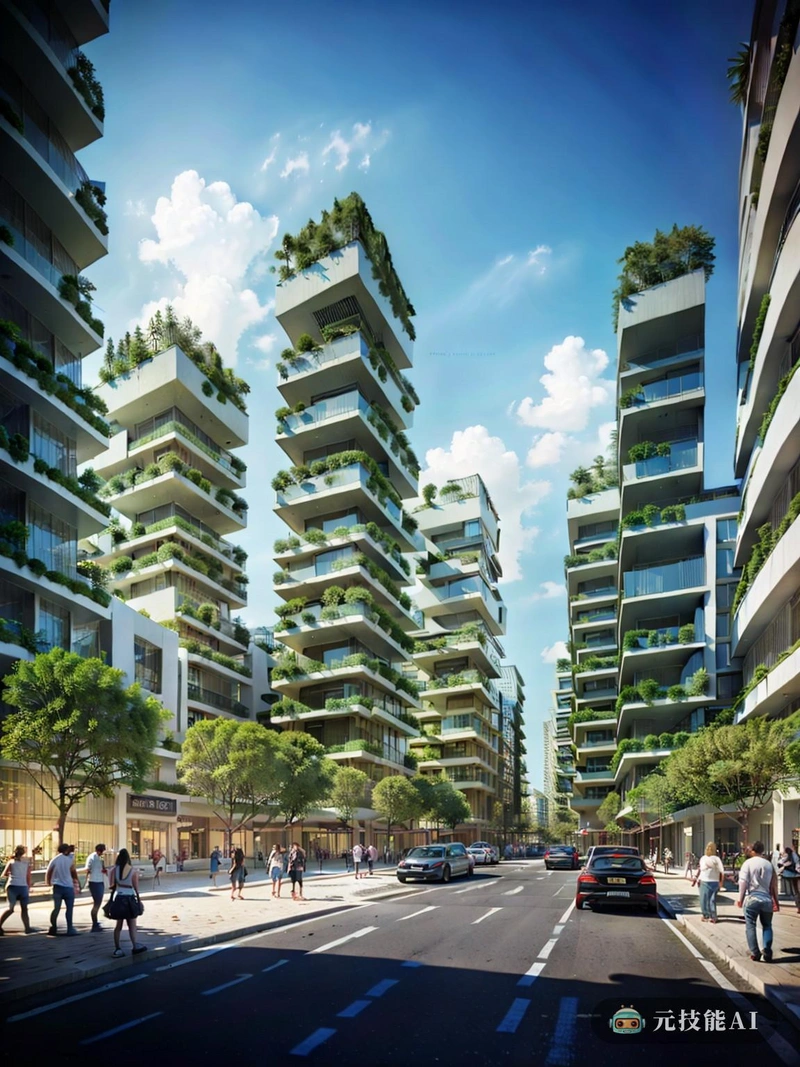 在StoreFuture City中,天际线是流体和几何形状的无缝融合。带有伊奥尼亚柱和梁的建筑高耸入云,而解构主义风格的结构与它们交织在一起,创造了一个充满活力和有趣的城市挂毯。城市景观不局限于传统材料;毛毡纸具有柔软和延展性,被用作主要的建筑材料。它像第二层皮肤一样覆盖着城市,为城市景观增添了质感和深度。街道宽阔,绿树成荫,人行道蜿蜒在城市周围,穿梭于建筑物之间。车辆无缝地融入城市景观,其光滑的空气动力学形式补充了整体美学。市中心是一个充满活力的活动中心,购物区、餐馆和文化中心与公共绿地穿插在一起。StoreFuture City的员工是这一愿景的核心。他们穿着反映城市风格的未来主义服装,有着流畅的线条和动态的剪裁。他们在城市中穿梭自如,参与一系列丰富生活的活动。这座城市的设计鼓励互动和创造力,空间鼓励自发的聚会和即兴表演。这是StoreFuture City:未来的愿景,将过去的建筑风格与尖端技术相结合,并关注可持续性。这是一座邀请你释放想象力,沉浸在充满活力的世界里的城市,在这里一切皆有可能。 在StoreFuture City中,天际线是流体和几何形状的无缝融合。带有伊奥尼亚柱和梁的建筑高耸入云,而解构主义风格的结构与它们交织在一起,创造了一个充满活力和有趣的城市挂毯。城市景观不局限于传统材料;毛毡纸具有柔软和延展性,被用作主要的建筑材料。它像第二层皮肤一样覆盖着城市,为城市景观增添了质感和深度。街道宽阔,绿树成荫,人行道蜿蜒在城市周围,穿梭于建筑物之间。车辆无缝地融入城市景观,其光滑的空气动力学形式补充了整体美学。市中心是一个充满活力的活动中心,购物区、餐馆和文化中心与公共绿地穿插在一起。StoreFuture City的员工是这一愿景的核心。他们穿着反映城市风格的未来主义服装,有着流畅的线条和动态的剪裁。他们在城市中穿梭自如,参与一系列丰富生活的活动。这座城市的设计鼓励互动和创造力,空间鼓励自发的聚会和即兴表演。这是StoreFuture City:未来的愿景,将过去的建筑风格与尖端技术相结合,并关注可持续性。这是一座邀请你释放想象力,沉浸在充满活力的世界里的城市,在这里一切皆有可能。