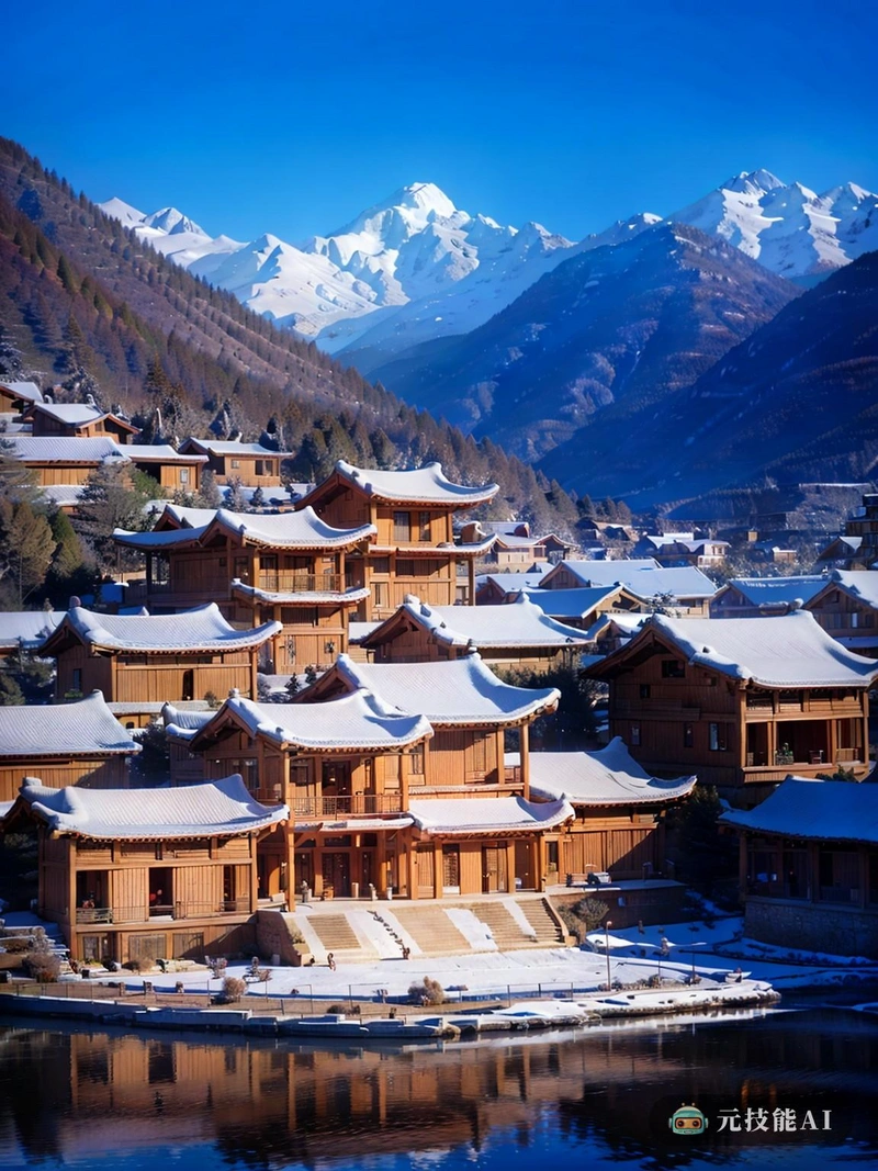 这幅图描绘了一个寒冷地区的小镇,那里的冰雪是常见的特征。这个小镇被称为水乡古镇,坐落在白雪皑皑的群山之间,以传统的中国建筑为特色,既实用又有趣。建筑采用瓷砖制作,创造出充满活力的色彩和图案马赛克,与周围的雪景形成温暖而诱人的对比。建筑的分段形式强调功能和美学,允许有效利用空间,同时保持和谐的外观。小镇独特的设计提供了一个舒适而充满活力的环境,既诱人又可持续,使其成为建筑爱好者和任何享受精心设计空间之美的人的必看目的地。 这幅图描绘了一个寒冷地区的小镇,那里的冰雪是常见的特征。这个小镇被称为水乡古镇,坐落在白雪皑皑的群山之间,以传统的中国建筑为特色,既实用又有趣。建筑采用瓷砖制作,创造出充满活力的色彩和图案马赛克,与周围的雪景形成温暖而诱人的对比。建筑的分段形式强调功能和美学,允许有效利用空间,同时保持和谐的外观。小镇独特的设计提供了一个舒适而充满活力的环境,既诱人又可持续,使其成为建筑爱好者和任何享受精心设计空间之美的人的必看目的地。