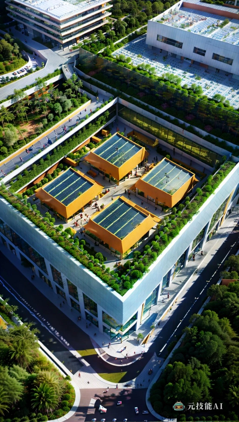从鸟瞰图上看,购物中心以其集群式布局脱颖而出,重新组合了一个充满活力的卫星生态系统,周围环绕着一个郁郁葱葱的热带植物园,建筑外观就像一片现代绿洲,与自然和谐融合。建筑设计灵感来自水晶宫风格,在阳光下闪闪发光,玻璃板反映了周围的葱郁。富有表现力的油漆涂层的使用为立面增添了有趣和动态的元素,大胆的颜色和图案唤起了表现主义建筑的精神。建筑的设计在功能和美学上都令人愉悦,为购物者和游客创造了一个诱人而令人兴奋的环境 从鸟瞰图上看,购物中心以其集群式布局脱颖而出,重新组合了一个充满活力的卫星生态系统,周围环绕着一个郁郁葱葱的热带植物园,建筑外观就像一片现代绿洲,与自然和谐融合。建筑设计灵感来自水晶宫风格,在阳光下闪闪发光,玻璃板反映了周围的葱郁。富有表现力的油漆涂层的使用为立面增添了有趣和动态的元素,大胆的颜色和图案唤起了表现主义建筑的精神。建筑的设计在功能和美学上都令人愉悦,为购物者和游客创造了一个诱人而令人兴奋的环境