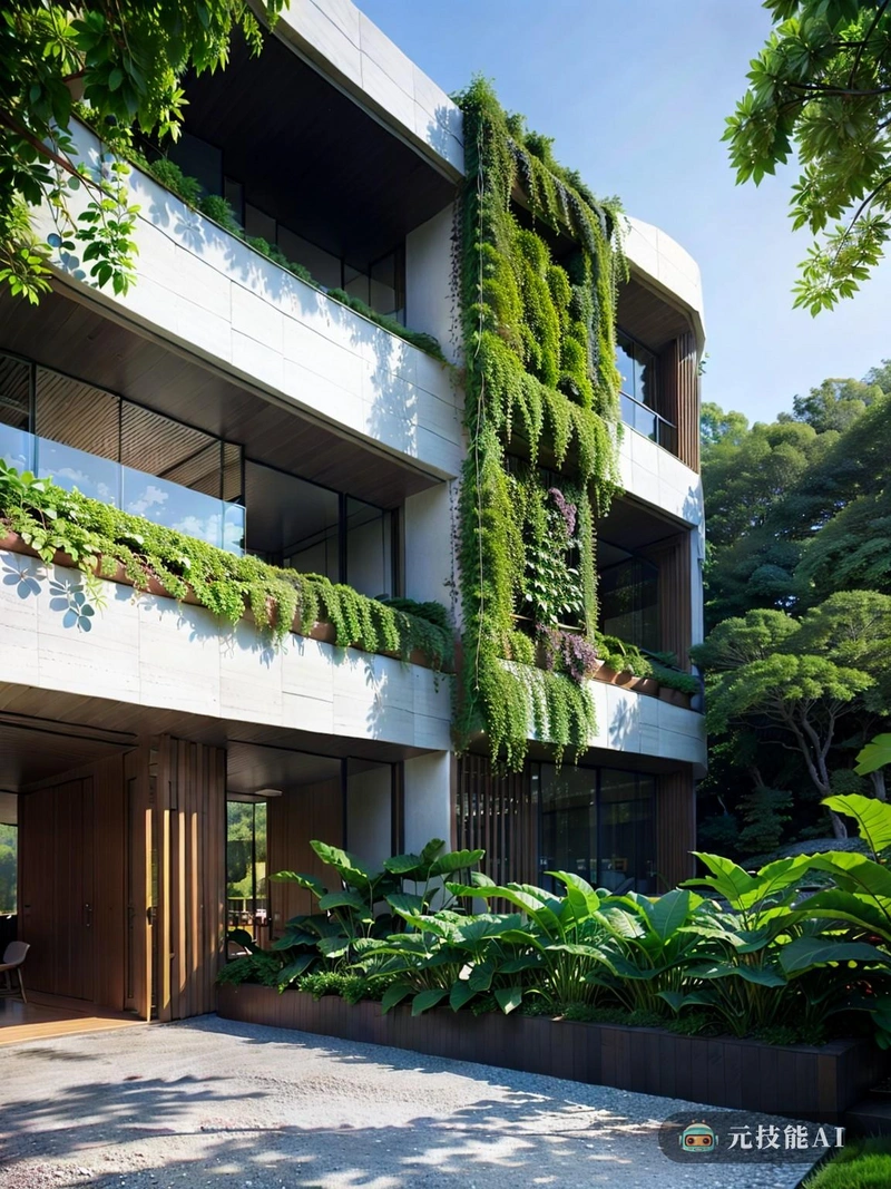 这座建筑的设计既大胆又美观。其光滑而现代的外形被覆盖在其外部的郁郁葱葱的绿色植物所抵消,在人造元素和自然元素之间创造了令人惊叹的并置。水平建筑的使用使花园无缝融合,不仅提供了风景如画的背景,还起到了天然隔热的作用,使建筑在炎热的夏季保持凉爽。 这座建筑的设计既大胆又美观。其光滑而现代的外形被覆盖在其外部的郁郁葱葱的绿色植物所抵消,在人造元素和自然元素之间创造了令人惊叹的并置。水平建筑的使用使花园无缝融合,不仅提供了风景如画的背景,还起到了天然隔热的作用,使建筑在炎热的夏季保持凉爽。