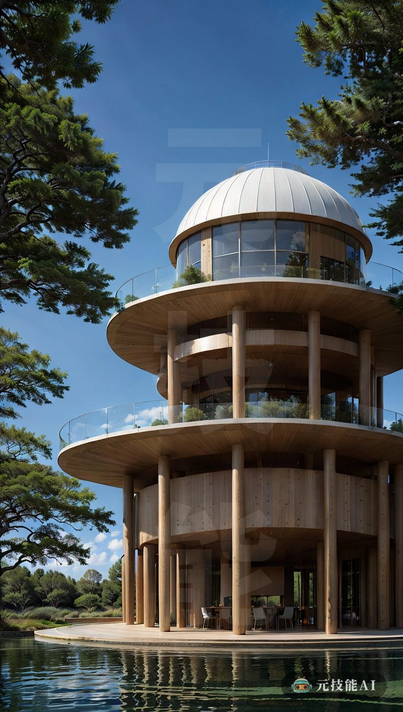 天文台的建筑笼罩在一片空灵的雾中，考验着约翰·波特曼的建筑视觉。它的外部覆盖着一层明亮的铜，在不断变化的光线中发出光芒，以阴影和睡眠线的字幕播放为日本主义的会议开了发票。结构的设计融合了自然界中的有机形式，体现了生物形状的原则。它弯曲的形状和潜在的资源暗示着与周围环境的和谐，就像一个组织与其生态系统之间的象征性关系。天文台不仅是设计和工程进步的灯塔，而且是对建筑与自然交织所产生的美的抵消