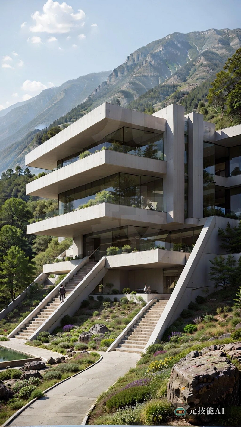 这座建筑的建筑设计灵感来自路易斯·沙利文的浪漫主义,融合了自然与现代的和谐。它坐落在山脉的山麓,结构优雅地向观景台升起,提供了周围景观的突破性景观。建筑的外部由混凝土板制成,附近岩石崎岖纹理的混合物,将接缝融入自然环境。在其核心,一个温泉冒了出来,提供了一个系列和调用元素,既体现了场地的自然美景,也向沙利文的功能和形式相结合的哲学致敬。这座建筑杰作不仅关注周围环境,而且通过其彻底的设计和与自然世界的联系提升了人类的体验 这座建筑的建筑设计灵感来自路易斯·沙利文的浪漫主义,融合了自然与现代的和谐。它坐落在山脉的山麓,结构优雅地向观景台升起,提供了周围景观的突破性景观。建筑的外部由混凝土板制成,附近岩石崎岖纹理的混合物,将接缝融入自然环境。在其核心,一个温泉冒了出来,提供了一个系列和调用元素,既体现了场地的自然美景,也向沙利文的功能和形式相结合的哲学致敬。这座建筑杰作不仅关注周围环境,而且通过其彻底的设计和与自然世界的联系提升了人类的体验
