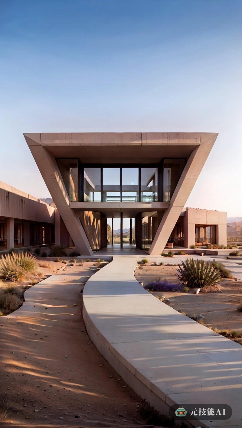 该建筑棱角分明的混凝土和砖结构证明了现代建筑设计。它的表现形式和格子结构给沙漠景观带来了学院派的艺术感，为眼睛创造了绿洲。该建筑的鸟瞰图提供了周围沙漠的全景，吸引人们观察和欣赏自然之美。建筑棱角分明的形式与沙漠景观的柔和曲线形成对比，创造出一种动态而引人注目的视觉效果。在结构中使用砖和混凝土强调了建筑的耐久性和寿命，确保它经得起时间的考验。观察器基地不仅仅是一座建筑；这是一件艺术作品，它捕捉到了沙漠的精髓，并以一种功能性和审美性兼具的方式将其带到了生活中。