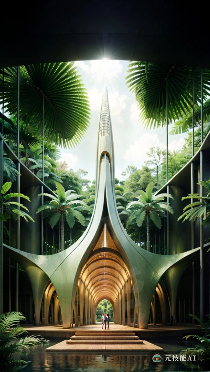 MarketTropical Rainforest Campsite是一个旋转的建筑杰作，将高科技和绿色建筑无缝融合。它由艺术石英石建造，具有耐用性和可持续性的材料知识，建筑主体是人与自然的和谐共存。设计取自罗马建筑，其宏伟的柱子和拱门增添了古典大象的气息。该结构的复合形状既美观又实用，可以实现最佳通风和自然光穿透，在热带雨林环境中至关重要市场热带雨林运动不仅是可持续设计的灯塔，也是对创新建筑边界可能性的考验