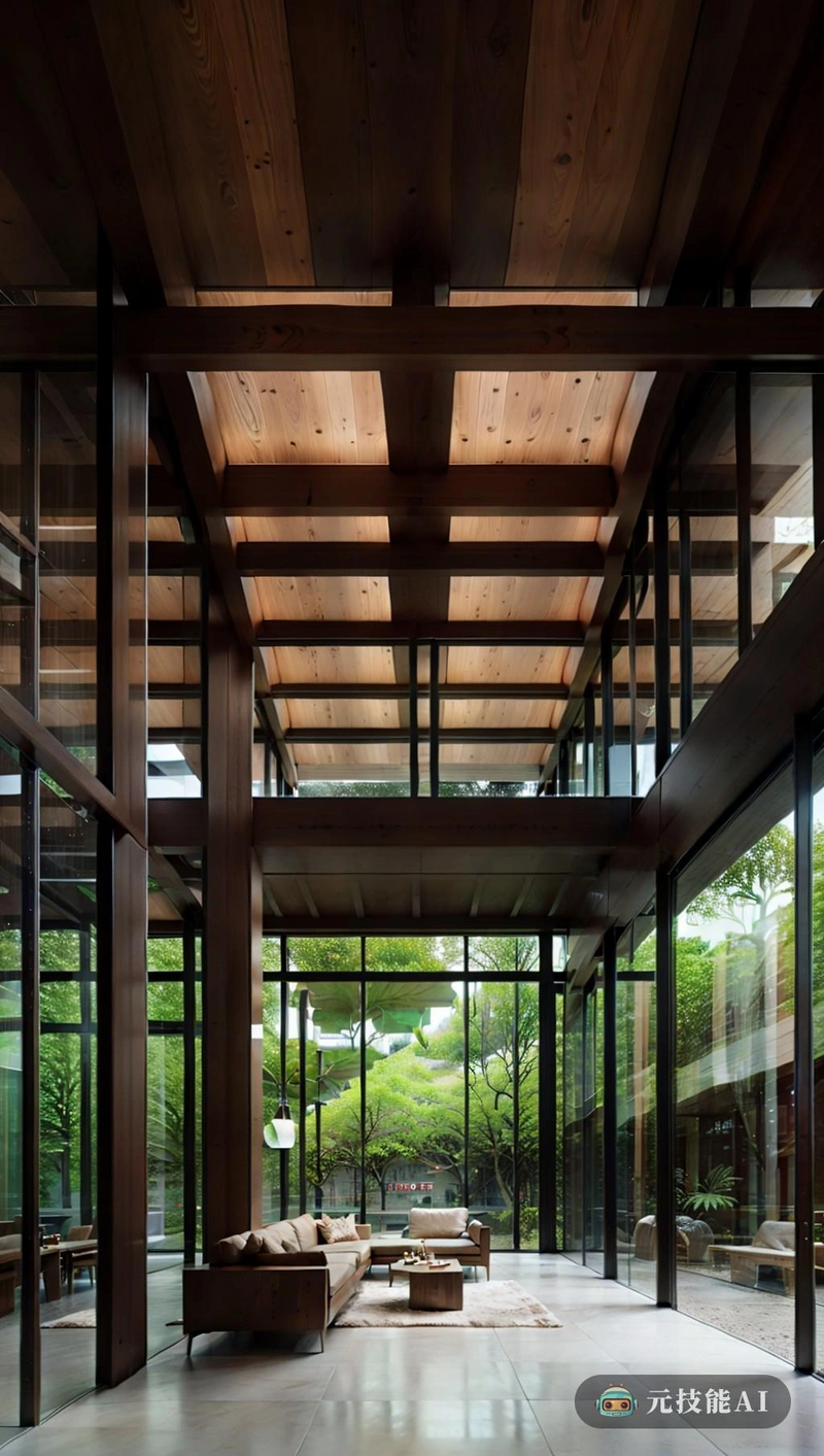 该建筑位于南美洲热带雨林的中心，周围是郁郁葱葱的绿色植物和参天的树木。其功能性工业设计以光滑的金属梁和玻璃墙为特色，使自然光能够涌入室内空间。建筑中使用的木质材料为整体设计增添了温暖和质感。传统的中国绘画技术在装饰外墙的复杂图案和设计中表现得很明显，为建筑的设计增添了一丝文化遗产。最后，半透明结构允许自然光透过，在内部空间内产生光和阴影之间的动态相互作用。