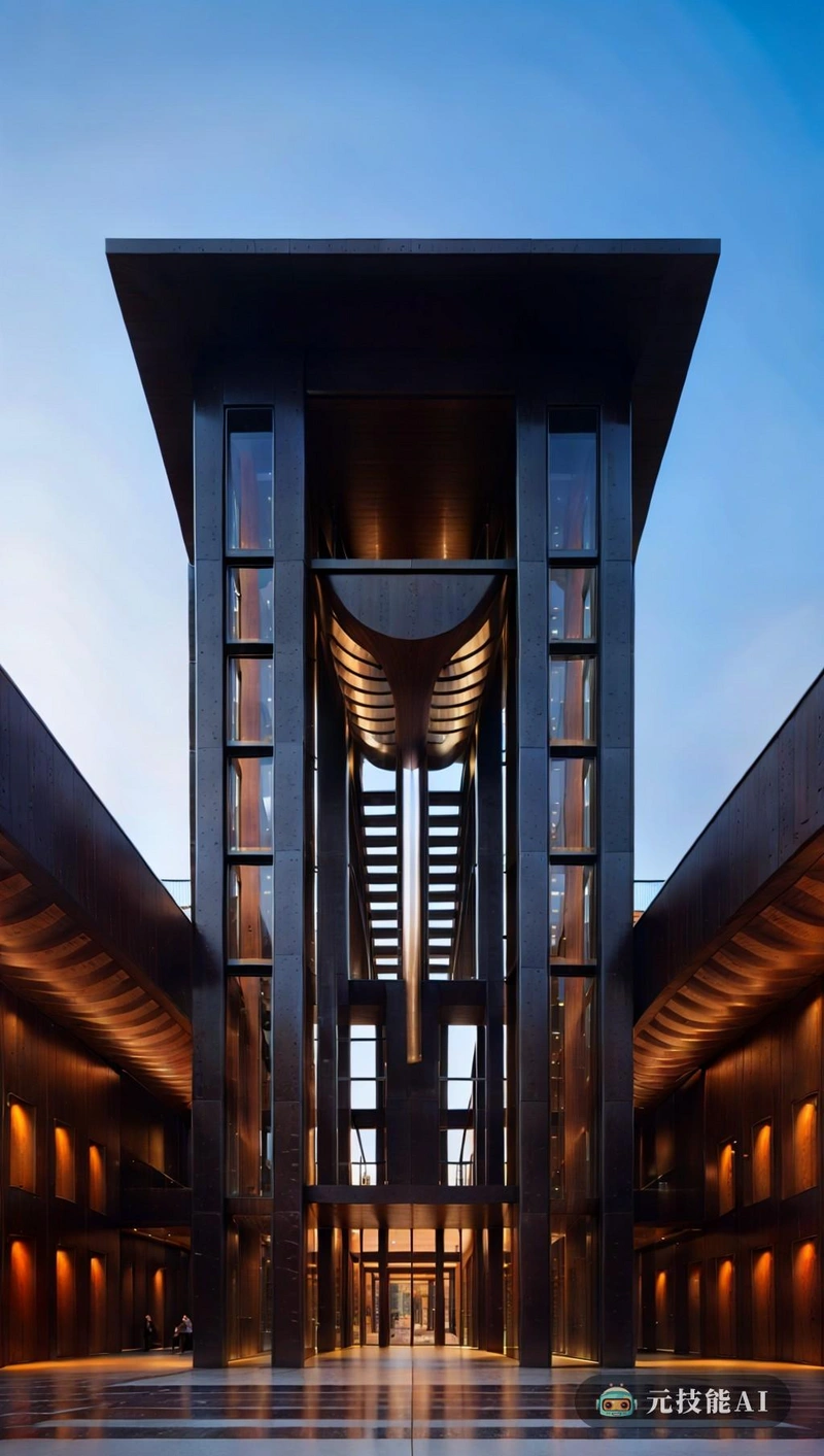 这座建筑的建筑设计真的很独特，体现了后现代铁与复杂性的完美融合。乍一看，这座建筑似乎是对古埃及建筑的现代诠释，其独特的复合形状和木质外观，创作一幅深度和维度的插图，吸引眼球