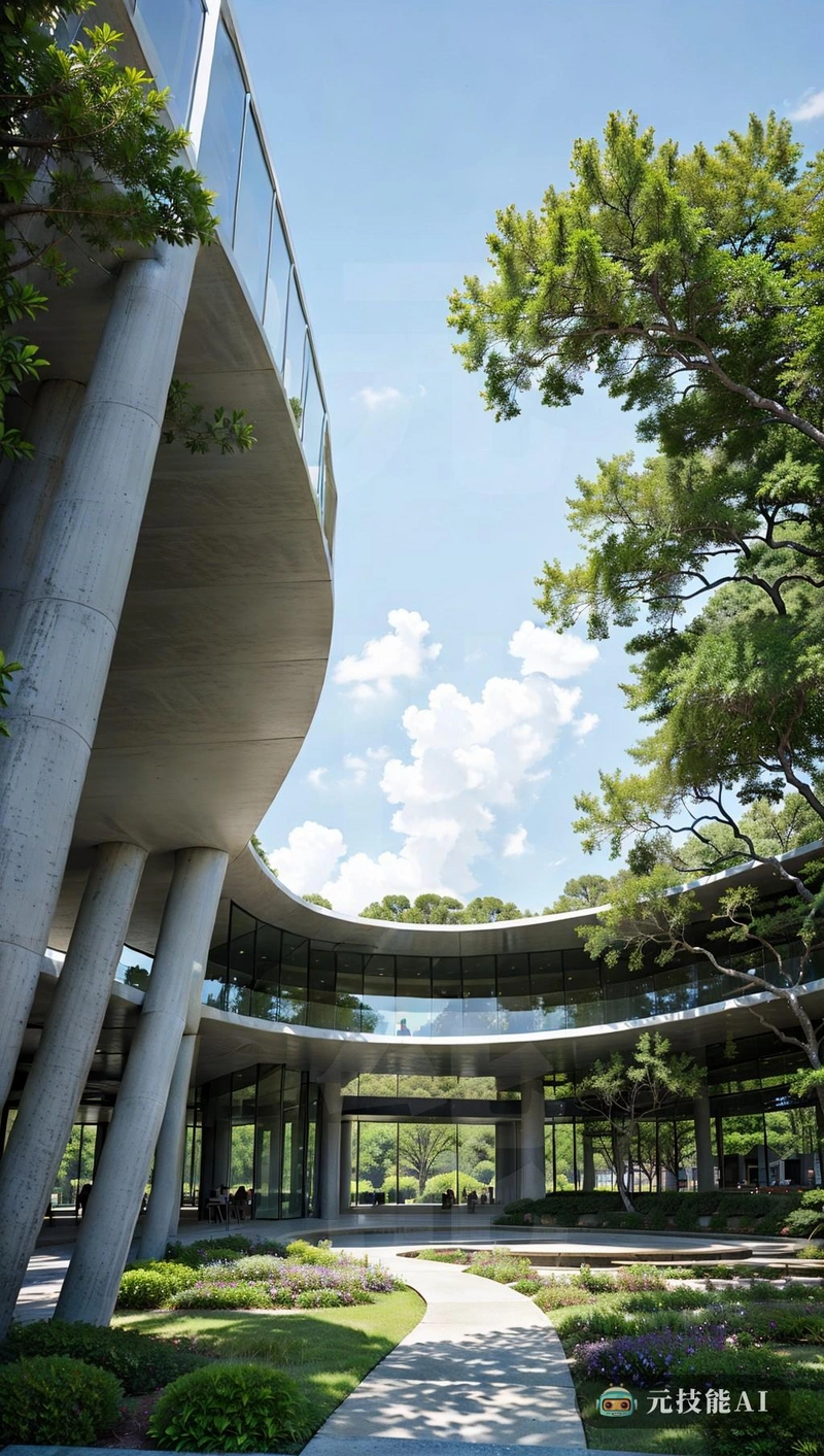 植物园建筑由建筑师Herzog&de Meuron设计，是现代艺术建筑的杰作。它的流线型重新组合了睡眠和大象的组织，与周围的自然环境和谐融合。建筑的外部覆盖着极地立面，它在阳光下闪闪发光，反射着漂浮在头顶上的蓬松云层。瓷器的使用为结构增添了独特的纹理和亮度，创造了一种光影游戏，增强了建筑的动态外观。植物园建筑不仅在研究美，而且体现了环境责任的哲学，使其成为现代建筑界可持续设计的灯塔