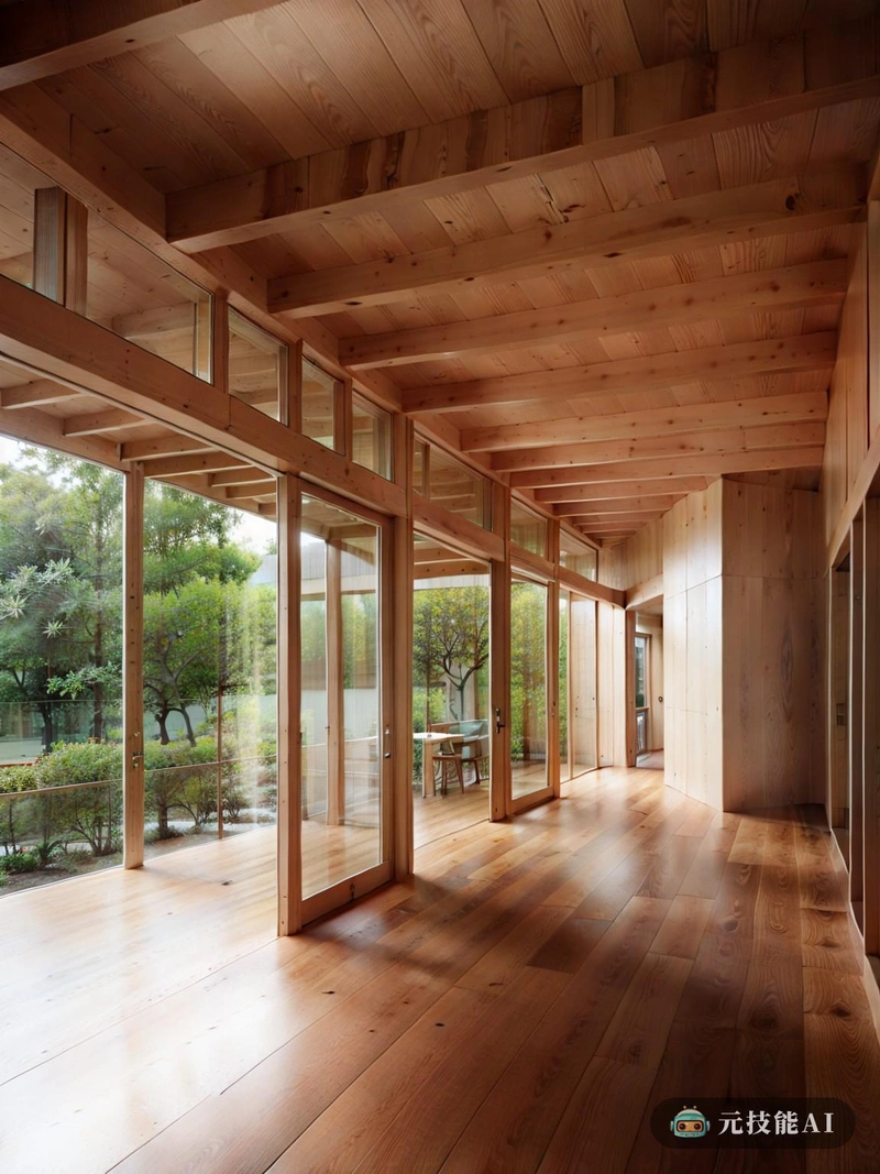 在茂密的南美热带雨林中，一座木结构建筑见证了传统日本建筑与自然环境的融合。该建筑的设计是对材料和纹理的研究，展示了木材在自然状态下的美。木材的原始形式突出了其自然的纹理和温暖，与周围的树叶创造了一种和谐的感觉。该结构的落地窗设计，允许过滤，创造一种开放的感觉，并与户外相连。滑动窗的使用将传统的日本设计与现代的感觉融合在一起，增强了室内外的生活体验。建筑的形状起伏，与雨林的自然景观相呼应。柔和的曲线和结构的有机形状与自然树叶相辅相成，创造了一种既引人注目又宁静的视觉和谐。使用传统的日本设计元素，如倾斜的屋顶和悬垂的屋檐，补充了这种有机形式，在建筑和自然环境之间创造了无缝的过渡。在内部，使用天然材料和饰面延续了极简主义和可持续性的主题。木质地板和墙壁温暖了空间，加强了与外部自然世界的联系。开放空间和滑动窗的使用最大限度地提高了自然通风，减少了对空调的需求，从而有助于建筑的可持续性。总之，这个南美热带雨林中的木结构不仅仅是一座建筑;它是将传统日本建筑与可持续设计实践相结合的证明。它是人类与自然和谐共处的象征，形式遵循功能，与自然环境完美结合。
