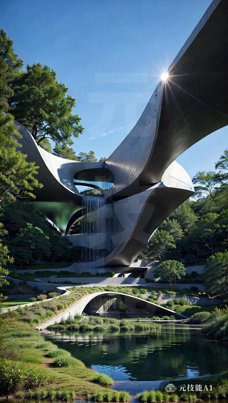 Monasterywaterfall建筑由自有建筑师John Lautner设计，是突破后现代主义界限的实验性建筑的一个引人注目的例子。这种独特的结构采用了模块化的形状，由玻璃纤维建造，这种材料因其多功能性和耐用性而被选择，通过悬臂式截面和不对称的形式，创造出一种动态的运动感。Lautner的设计融入了自然元素，如近瀑布，将建筑无缝地整合到基础中。Monasterywaterfall建筑不仅是对Lautner建筑视觉方法的考验，也是对后现代实验原则的取消，创新，以及艺术与建筑之间界限的模糊