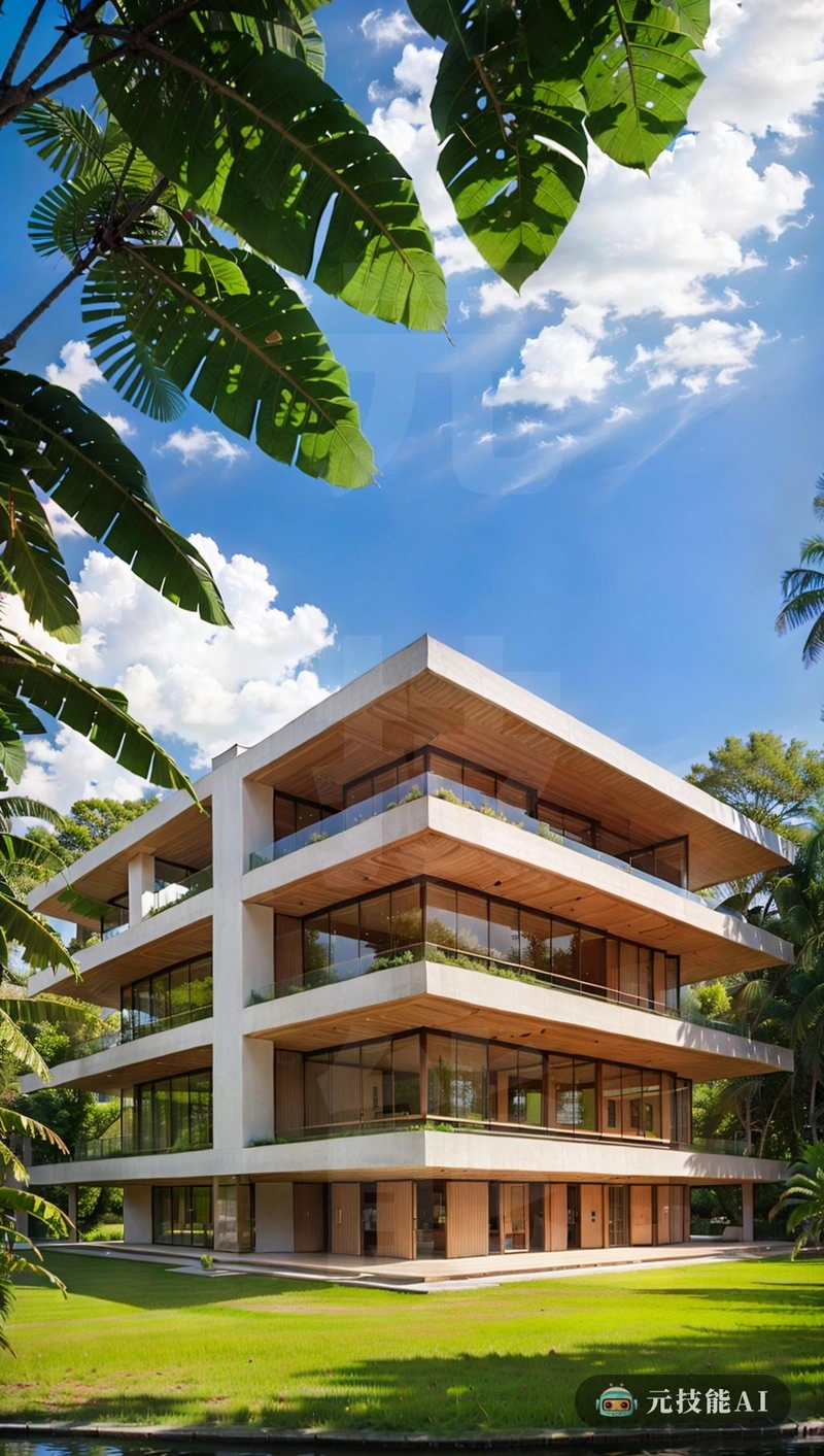 在南美洲热带雨林的中心，矗立着一座非凡的建筑，它体现了自然与现代设计的和谐融合。这座建筑杰作受到视觉弗兰克·劳埃德·赖特的影响，在调查中优雅地冒险，其有机形式完成了环境的泛绿。主要由铝合金板建造，该结构不仅向赖特对创新材料的标志性使用致敬，还确保了在面对雨水的恶劣气候时的耐用性。该建筑的数学形状是对后现代主义的致敬，后现代主义是一种运动知识，因为它摒弃了僵硬的几何形状，并拥抱了更流畅的有机形状。然而，是什么使这座建筑的真实性独一无二，是其草根式的建筑方式，在当地社区的投入下设计，反映了他们的文化遗产和对可持续未来的渴望。这座建筑不仅仅是对人类智慧和艺术表达的考验；它象征着希望、坚韧和与自然和谐相处