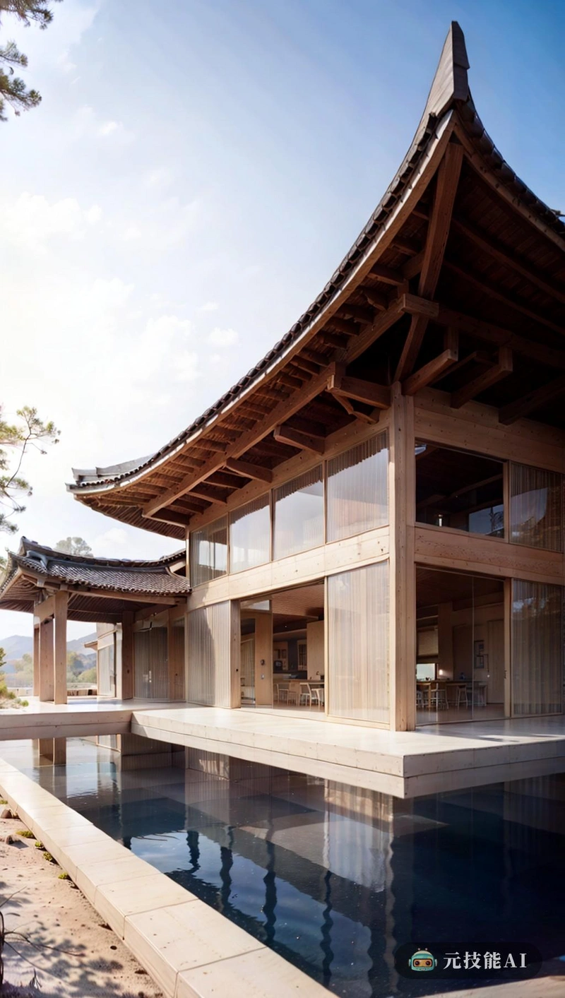 这座建筑杰作的透视图回顾了韩国传统建筑和造型的和谐融合，具有结构完整性。它是沙漠中的一片相对绿洲，是韩国传统建筑的平移结构要求，允许光线在柔软、，空灵的光芒玻璃的广泛使用创造了一种开放和透明的感觉，将周围的环境引入其空间。该建筑的设计向传统的韩国建筑致敬，同时体现了造型原则，从而形成了一种既永恒又前瞻的结构。新旧的独特融合使其成为一个建筑奇迹，沙漠中的一片真正的绿洲，为所有拥有它美丽的人提供了一种和平与流动的感觉