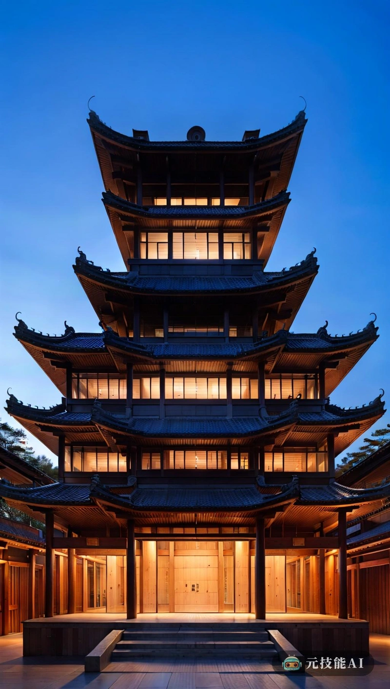 这座建筑矗立在市中心，高耸在下面熙熙攘攘的街道上。它时尚、现代的设计与周围的古老村庄形成了鲜明对比，那里有华丽的寺庙和传统的木屋。这座建筑的正面是由钛金属制成的，在夜晚反射出城市的明亮灯光。在里面，游客们会看到一个令人惊叹的日本传统建筑展示，以复杂的木雕和优雅的灯笼为特色。巴洛克风格为空间增添了宏伟的气氛，华丽的柱子和通向主入口的宏伟楼梯。尽管设计现代，但这座建筑充满了历史和文化，让人得以一窥古代和现代日本的独特风貌。