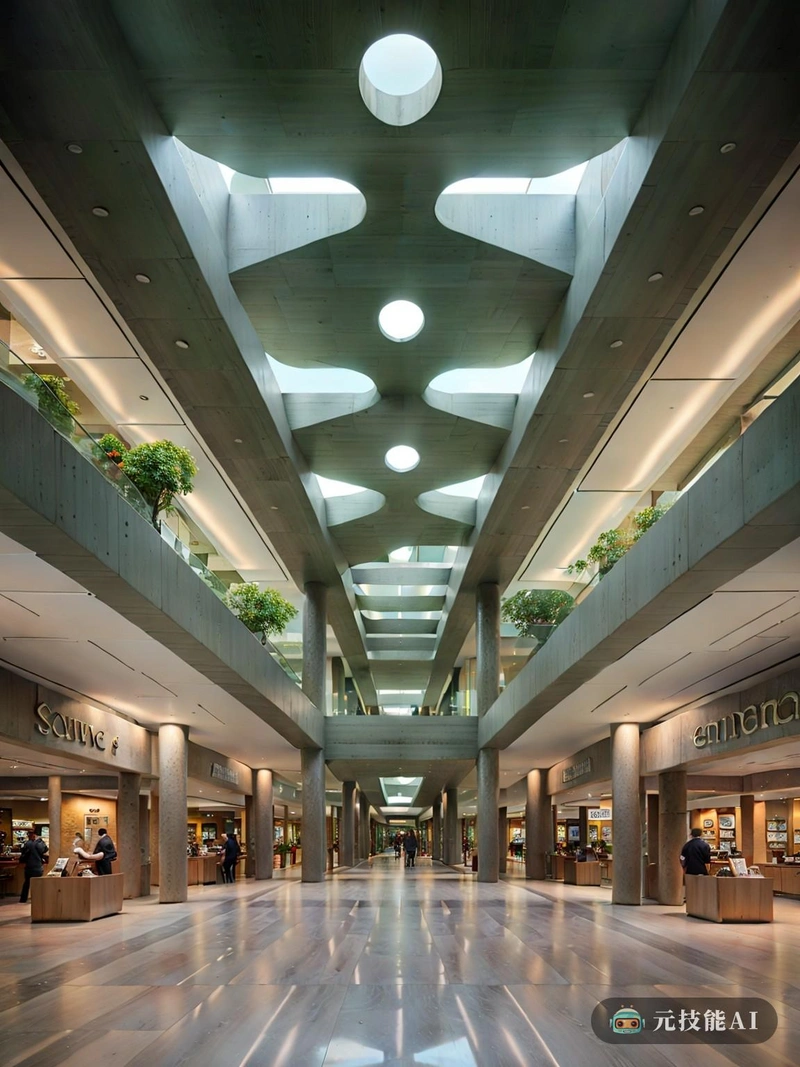 购物中心是建筑多样性的生动展示。主立面以其光滑的线条和几何图案呼应了解构主义运动，以大胆、现代的方式处理形式和结构。在内部，购物中心的开放式平面图和通风的天花板反映了斯堪的纳维亚的影响，营造出一种舒缓而诱人的氛围。
