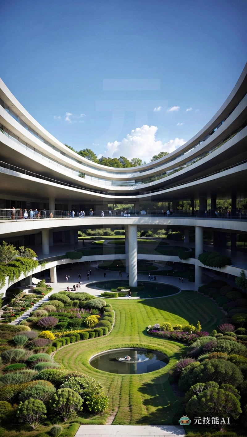 这座由建筑师Richard Meier设计的中学建筑展示了一个旋转的海洋背景。这座现代建筑采用石头建造,呈现出流线型和棱角分明的独特融合,使其具有未来感和优化的外观,让人想起了流朋克风格,周围环绕着郁郁葱葱的绿色植物,学校为学生提供了一个理想的学习和成长环境,让他们沉浸在大自然的美丽之中 这座由建筑师Richard Meier设计的中学建筑展示了一个旋转的海洋背景。这座现代建筑采用石头建造,呈现出流线型和棱角分明的独特融合,使其具有未来感和优化的外观,让人想起了流朋克风格,周围环绕着郁郁葱葱的绿色植物,学校为学生提供了一个理想的学习和成长环境,让他们沉浸在大自然的美丽之中