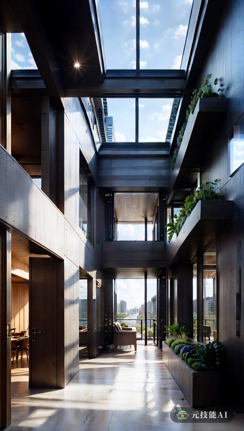 住宅公寓的建筑设计以空中花园为特色，为城市环境增添了宁静和自然的元素。建筑的动态和雕塑形式融入了玻璃，使自然光在整个空间中流动。国际现代主义影响了整体美学，简洁的线条和几何形状定义了结构。解构主义风格的元素可以在建筑的不对称形状和材料使用中看到，创造了一种运动感和流动性。总的来说，这种建筑设计结合了形式和功能，为居住者创造了独特的生活体验。