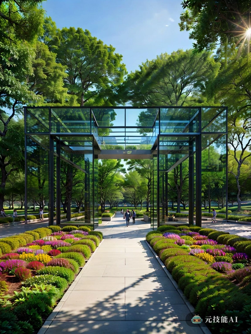这幅图描绘了中央公园,一个充满活力的城市绿地,以其独特的设计脱颖而出。公园被几何形状的墙包围着,它的角度和直线与内部的自然景观形成鲜明的对比。这堵墙不仅仅是为了炫耀;它作为一个边界,保护公园的内部免受外部城市的喧嚣。公园的玻璃涂层设施是现代设计和技术的证明。这些光滑透明的结构允许自然光透过,创造出空灵和梦幻般的氛围。玻璃涂层的墙壁也提供了公园郁郁葱葱的树叶和美丽的花朵的奇妙反映,进一步增强了视觉体验。中央公园的设计不仅仅是为了美观;它还有一个实际的目的。曲折的路径鼓励探索,并为游客提供穿越公园的独特方式。这些小路通向隐蔽的角落和缝隙,即使在城市的中心也能提供一种隐私和宁静的感觉。公园的罗马式建筑为现代设计增添了一丝古典主义,创造了新旧和谐的融合。错综复杂的建筑细节增添了视觉上的乐趣,并将目光吸引到地平线上,那里的摩天大楼和城市繁华的街道等待着你。中央公园不仅仅是一个放松身心的地方;它也是文化和娱乐的目的地。公园的设施包括各种各样的景点,如圆形剧场、儿童游乐场,甚至还有一个小咖啡馆,游客可以在这里一边喝咖啡,一边欣赏周围的美景。中央公园不仅仅是一个绿地;它是一个城市绿洲,把人们聚集在一起,享受自然、文化和社区的简单快乐。 这幅图描绘了中央公园,一个充满活力的城市绿地,以其独特的设计脱颖而出。公园被几何形状的墙包围着,它的角度和直线与内部的自然景观形成鲜明的对比。这堵墙不仅仅是为了炫耀;它作为一个边界,保护公园的内部免受外部城市的喧嚣。公园的玻璃涂层设施是现代设计和技术的证明。这些光滑透明的结构允许自然光透过,创造出空灵和梦幻般的氛围。玻璃涂层的墙壁也提供了公园郁郁葱葱的树叶和美丽的花朵的奇妙反映,进一步增强了视觉体验。中央公园的设计不仅仅是为了美观;它还有一个实际的目的。曲折的路径鼓励探索,并为游客提供穿越公园的独特方式。这些小路通向隐蔽的角落和缝隙,即使在城市的中心也能提供一种隐私和宁静的感觉。公园的罗马式建筑为现代设计增添了一丝古典主义,创造了新旧和谐的融合。错综复杂的建筑细节增添了视觉上的乐趣,并将目光吸引到地平线上,那里的摩天大楼和城市繁华的街道等待着你。中央公园不仅仅是一个放松身心的地方;它也是文化和娱乐的目的地。公园的设施包括各种各样的景点,如圆形剧场、儿童游乐场,甚至还有一个小咖啡馆,游客可以在这里一边喝咖啡,一边欣赏周围的美景。中央公园不仅仅是一个绿地;它是一个城市绿洲,把人们聚集在一起,享受自然、文化和社区的简单快乐。