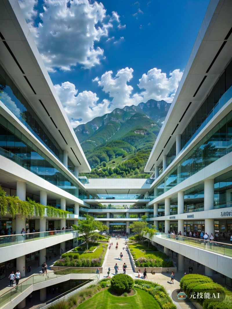 这座购物中心是现代建筑的见证,其光滑的玻璃外墙建筑和高耸的柱子。然而,吸引眼球的不仅仅是购物中心的高科技外观;这是它与环境无缝融合的方式。被郁郁葱葱的绿叶和迷人的山脉背景所包围,购物中心似乎是景观的自然延伸。科技与自然的和谐融合是一个令人耳目一新的景象,在这个时代,这两者似乎经常发生冲突。 这座购物中心是现代建筑的见证,其光滑的玻璃外墙建筑和高耸的柱子。然而,吸引眼球的不仅仅是购物中心的高科技外观;这是它与环境无缝融合的方式。被郁郁葱葱的绿叶和迷人的山脉背景所包围,购物中心似乎是景观的自然延伸。科技与自然的和谐融合是一个令人耳目一新的景象,在这个时代,这两者似乎经常发生冲突。
