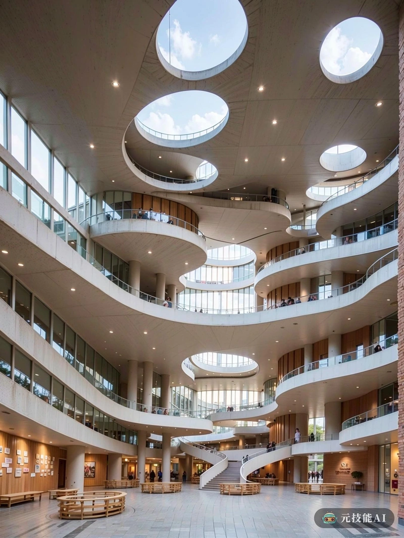 阿尔瓦·阿尔托(Alvar Aalto)设计的博物馆建筑呈现出迷人的形象，其优雅的曲线和形式类似于漩涡。该建筑似乎漂浮在道路网络之上，其起伏的立面反映了周围的城市景观。窗户穿过立面，让自然光透过并照亮室内空间。当地材料的使用和阿尔托标志性的有机建筑风格是显而易见的，与城市文脉和谐融合。博物馆就像一座具有文化意义的灯塔，吸引着路人来探索里面丰富的展品。