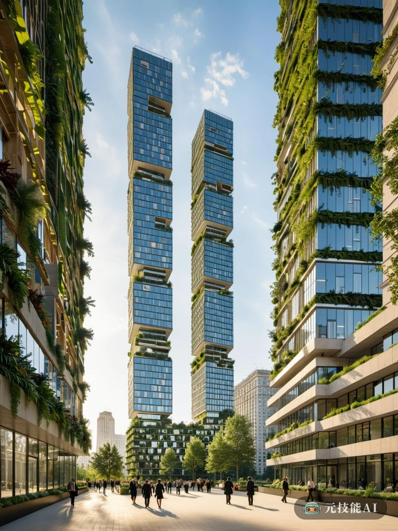 城市绿洲的设计理念融合了斯大林主义建筑和高科技生态城市元素，创造了独特的城市公园体验。摩天大楼，曾经是斯大林式城市规划的先驱，被重新想象成垂直花园，它们的立面装饰着装饰性设计，并涂上了吸收二氧化碳和净化空气的涂料。这些结构与全景设计元素交织在一起，提供了令人叹为观止的城市景观和周围自然环境。公园本身被设计为这些垂直花园的延伸，拥有郁郁葱葱的绿色空间、人行道和休息区，鼓励社区参与和放松。这个城市绿洲不仅为喧嚣的城市生活提供了喘息的机会，而且还作为可持续城市规划的典范，展示了斯大林主义建筑如何发展以迎接21世纪的挑战。