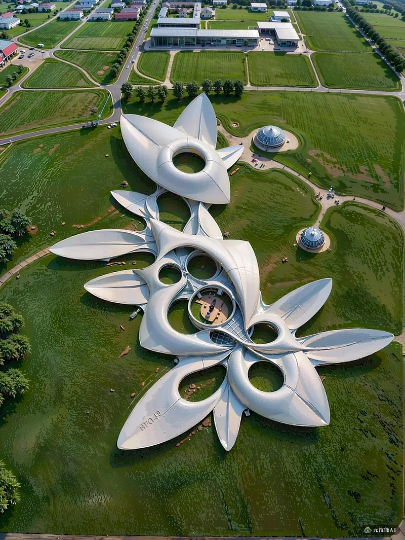 在广袤草原的中心，一座独特的博物馆犹如一座文明的灯塔。它的设计是建筑的杰作，灵感来自一朵娇嫩的花瓣。弯曲的屋顶和立面模仿花瓣，每一个都是独特而复杂的。