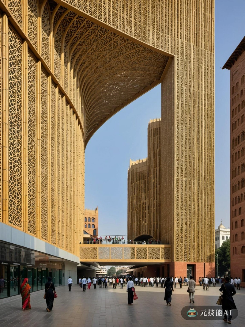 EcoMetro是未来城市交通的愿景,是高科技生态设计和历史莫卧儿建筑的融合。站在城市中心的高耸摩天大楼,车站是可持续建筑的先驱,利用竹子材料进行装饰设计。野兽派的造型,棱角分明的边缘和坚固的结构,是对现代主义设计的致敬,而竹子立面上复杂的莫卧儿图案唤起了一种历史上的宏伟感。内部是技术创新的展示,有智能票务平台和实时信息显示,全部由可再生能源提供动力。这个设计不仅可以作为交通枢纽,还可以作为文化地标,证明了城市对生态可持续性和历史保护的承诺。 EcoMetro是未来城市交通的愿景,是高科技生态设计和历史莫卧儿建筑的融合。站在城市中心的高耸摩天大楼,车站是可持续建筑的先驱,利用竹子材料进行装饰设计。野兽派的造型,棱角分明的边缘和坚固的结构,是对现代主义设计的致敬,而竹子立面上复杂的莫卧儿图案唤起了一种历史上的宏伟感。内部是技术创新的展示,有智能票务平台和实时信息显示,全部由可再生能源提供动力。这个设计不仅可以作为交通枢纽,还可以作为文化地标,证明了城市对生态可持续性和历史保护的承诺。