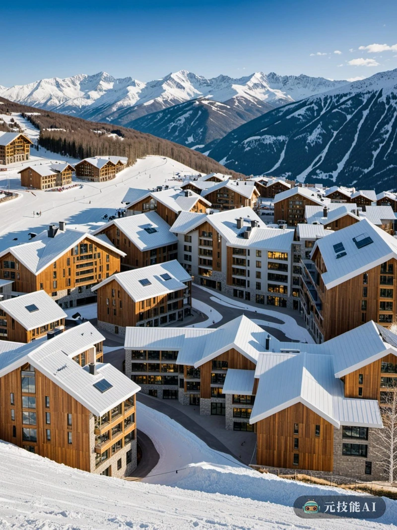 学院滑雪度假村的设计是对未来的展望，在这里滑雪与尖端技术和环境可持续性相结合。在白雪皑皑的山峰中，度假村体现了野兽派建筑的马赛克，向其工业根源致敬，同时交织着维多利亚风格的细节，唤起一种怀旧之情。度假村的可持续设计结合了可再生能源、绿色屋顶和水循环系统，确保对周围环境的影响最小。高科技功能，如智能住宿系统，VR滑雪模拟器，和自主滑雪缆车增强客人的体验，提供现代便利与过去时代的永恒魅力的融合。学院滑雪山度假村不仅仅是一个滑雪胜地;这是卓越设计的声明，也是想象力力量的证明。