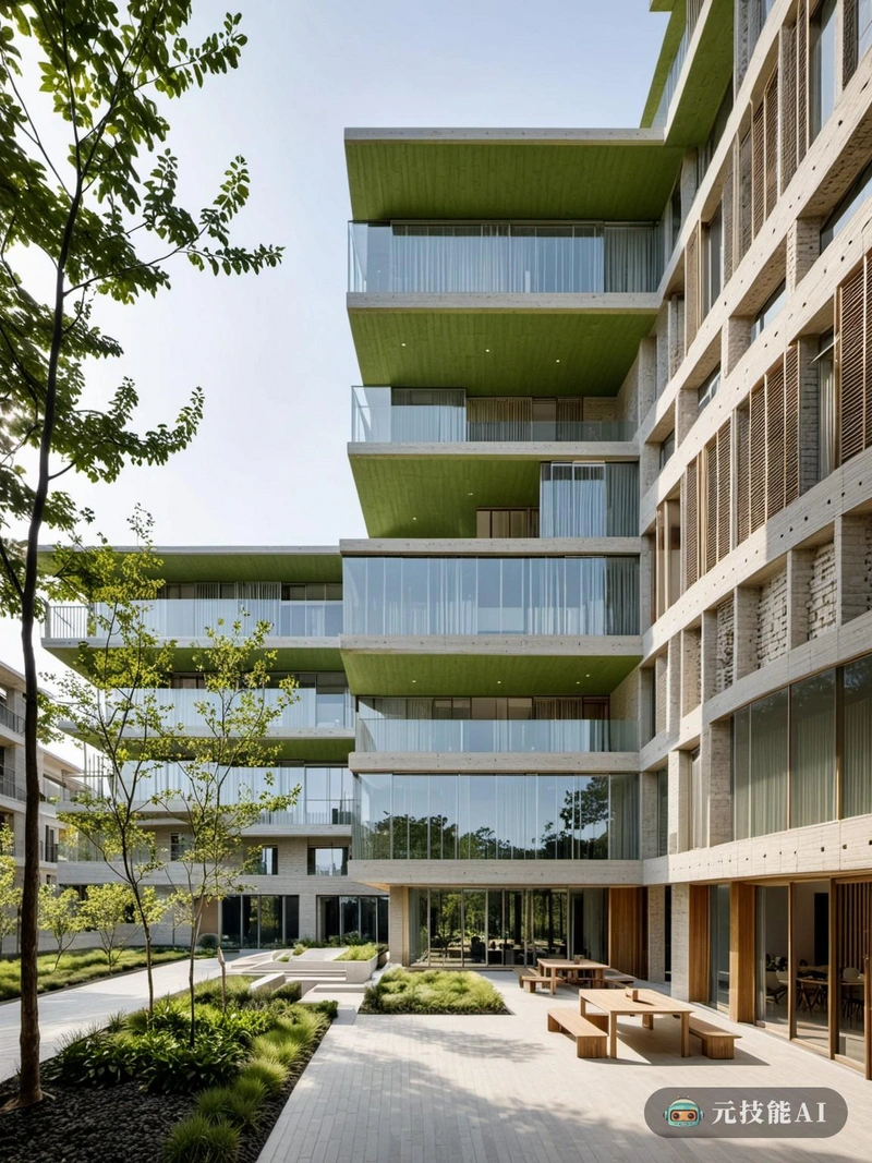 设想在高原上，这个社会住宅综合体与自然环境无缝融合。极简主义的设计方法利用混凝土和砖结构，散发出永恒的优雅。现代中国建筑风格在水平线和几何形状的运用上很明显，与环境和谐融合。公园融入到设计中，为居民提供放松和娱乐的绿色空间。半透明的结构允许自然光透过，创造明亮通风的内部，同时也保持隐私。这个设计体现了可持续性、功能性和美感的原则，为所有人提供了一个舒适和环保的生活空间。
