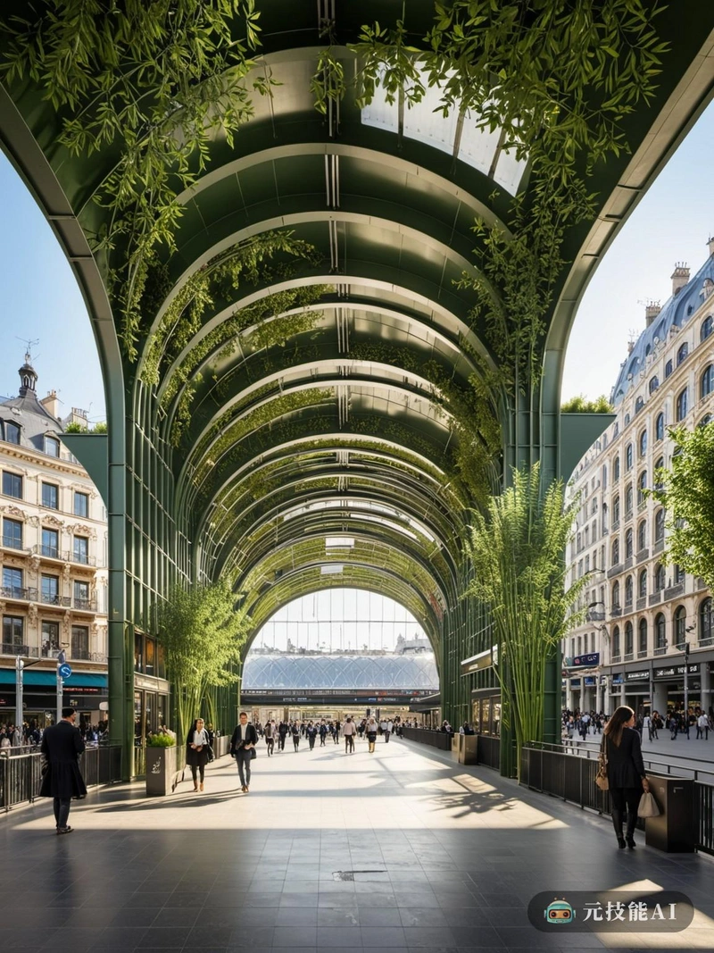 这个地铁站的设计理念是现代与古代风格的融合，体现了蓬皮杜式高科技建筑的精髓和拜占庭式的宏伟。车站采用空中花园的形式，是城市景观中城市绿洲的象征。竹子是一种可持续和环保的材料，在建筑中被广泛使用，为车站提供了绿色、生态的感觉。外部设计为拜占庭风格，有复杂的细节和装饰雕刻，向该地区丰富的历史遗产致敬。在内部，车站拥有一个水晶形状，反射光线，创造一个充满活力的未来氛围。空中花园进一步强调了从天花板上生长的植物和树木，为通勤者提供了一个清新宁静的环境。