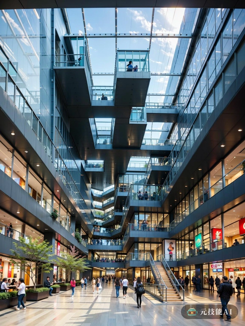 让·努维尔(Jean Nouvel)设计的充满活力和未来感的购物中心在这张照片中栩栩如生。商场是玻璃、钢铁和自然光的动态融合,创造了一种开放和通风的感觉。在内部,迷宫般的商店、餐馆和娱乐场所以鼓励探索和发现的方式排列。室内设计同样创新,大胆的色彩和独特的形状反映了努维尔的标志性风格。购物中心不仅仅是一个购物的地方;这是一种刺激感官、激发想象力的体验。 让·努维尔(Jean Nouvel)设计的充满活力和未来感的购物中心在这张照片中栩栩如生。商场是玻璃、钢铁和自然光的动态融合,创造了一种开放和通风的感觉。在内部,迷宫般的商店、餐馆和娱乐场所以鼓励探索和发现的方式排列。室内设计同样创新,大胆的色彩和独特的形状反映了努维尔的标志性风格。购物中心不仅仅是一个购物的地方;这是一种刺激感官、激发想象力的体验。