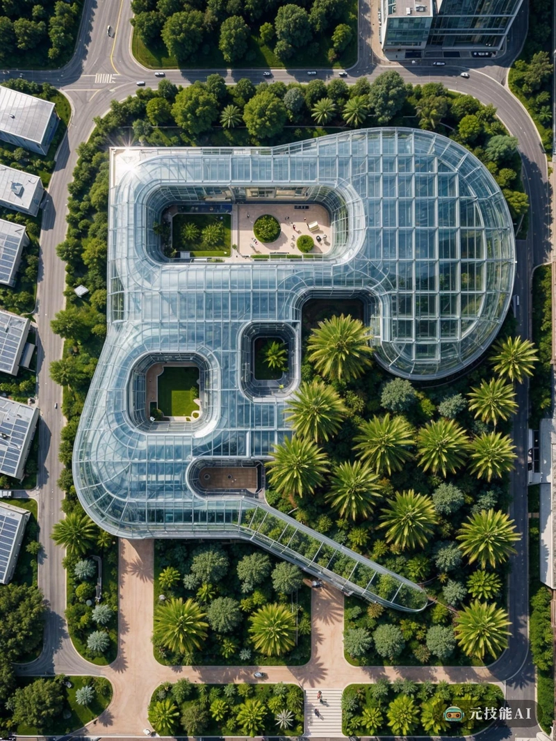 由伦佐·皮亚诺(Renzo Piano)设计的展览馆鸟瞰图,展示了一个优雅的弯曲结构,坐落在郁郁葱葱的绿色植物中。建筑的外观是玻璃和钢铁的和谐融合,反映了周围的自然环境,同时散发出现代和未来主义的气息。它的设计既实用又美观,为展览和活动提供了充足的空间,并始终使用可持续材料。 由伦佐·皮亚诺(Renzo Piano)设计的展览馆鸟瞰图,展示了一个优雅的弯曲结构,坐落在郁郁葱葱的绿色植物中。建筑的外观是玻璃和钢铁的和谐融合,反映了周围的自然环境,同时散发出现代和未来主义的气息。它的设计既实用又美观,为展览和活动提供了充足的空间,并始终使用可持续材料。