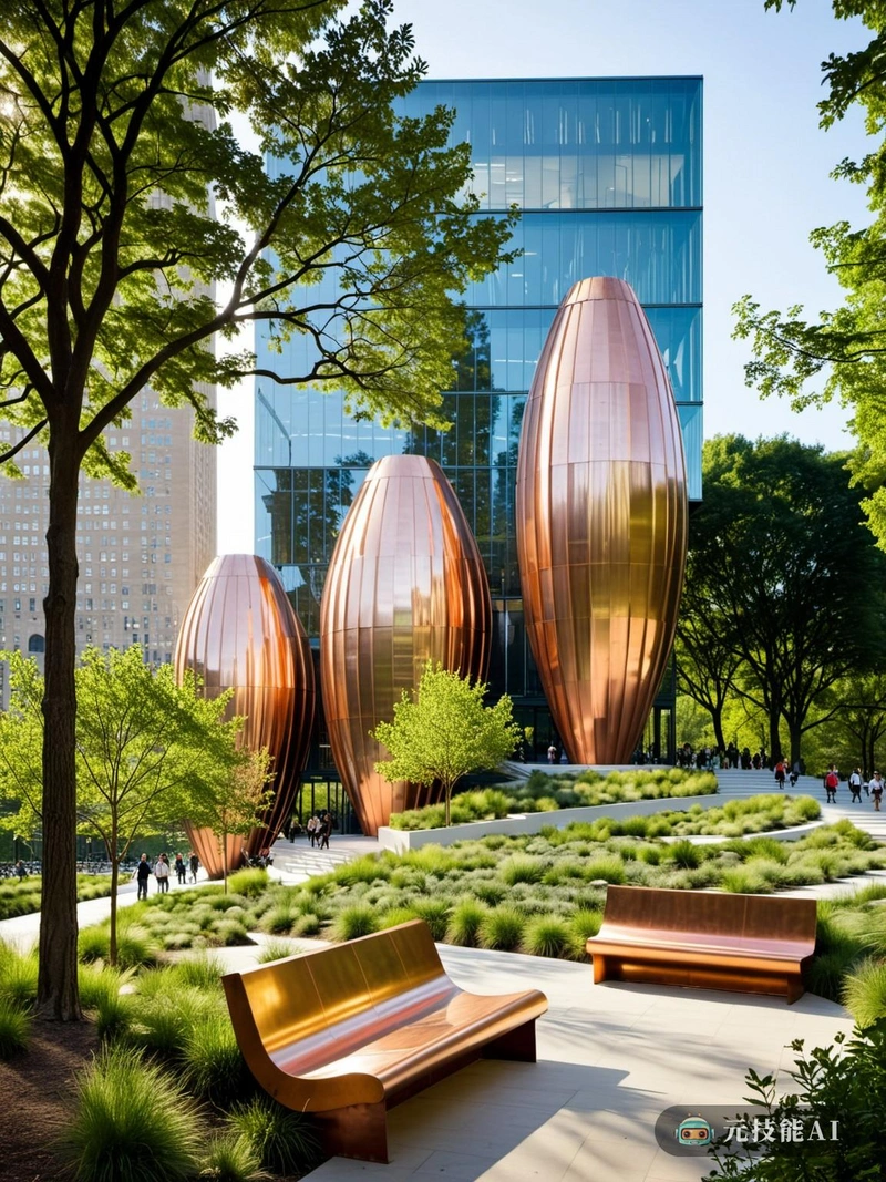 在熙熙攘攘的城市中心,释放你的想象力,创建城市绿洲:绿色中央公园。这个城市避难所是一个充满活力、生态友好的空间,体现了有机建筑的原则。在它的核心,公园被设计成一个绿色的肺,提供呼吸新鲜空气,从城市的喧嚣中喘息。铜(铜)元素融入整个公园,以温暖的工业气息补充自然主义的形式。从装饰性雕塑到功能性座位区,这些铜饰优雅地老化,随着时间的推移,形成了公园生命周期的独特历史记录。公园游客中心和设施的前卫建筑采用野兽派风格,拥抱原始的、未完成的美学。这与郁郁葱葱的绿色空间形成了美丽的对比,创造了自然与人造结构之间的动态对话。城市绿洲:绿色中央公园不仅仅是一个休闲娱乐的空间,它是城市可持续发展的象征,是一个更和谐、更环保的未来的希望灯塔。 在熙熙攘攘的城市中心,释放你的想象力,创建城市绿洲:绿色中央公园。这个城市避难所是一个充满活力、生态友好的空间,体现了有机建筑的原则。在它的核心,公园被设计成一个绿色的肺,提供呼吸新鲜空气,从城市的喧嚣中喘息。铜(铜)元素融入整个公园,以温暖的工业气息补充自然主义的形式。从装饰性雕塑到功能性座位区,这些铜饰优雅地老化,随着时间的推移,形成了公园生命周期的独特历史记录。公园游客中心和设施的前卫建筑采用野兽派风格,拥抱原始的、未完成的美学。这与郁郁葱葱的绿色空间形成了美丽的对比,创造了自然与人造结构之间的动态对话。城市绿洲:绿色中央公园不仅仅是一个休闲娱乐的空间,它是城市可持续发展的象征,是一个更和谐、更环保的未来的希望灯塔。