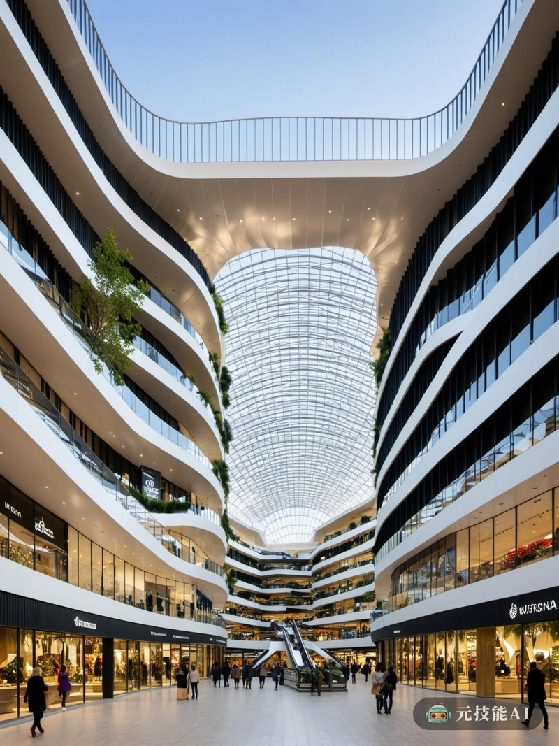 “Eco-Visionary mall”从自然世界和先锋精神摩天大楼设计中获得灵感，对购物中心的体验进行了彻底的重新构想。面向天空，商场的外观是分层设计的展示，每一层都是独特的和装饰性的，创造了一个吸引眼球的动态立面。在其核心，购物中心的建筑优先考虑可持续性，在建筑中使用再生塑料，证明了其对环境责任的承诺。在商场内，山观景台为购物者提供了一个逃离喧嚣的机会，在周围景观的全景。在这里，商场的室内设计延续了激进主义的主题，装饰元素与外观相辅相成，创造了形式和功能的和谐融合。生态梦幻购物中心不仅仅是一个购物目的地;这是一份意向声明，呼吁为更可持续的未来采取行动。通过它的设计，它挑战传统观念，敦促我们重新思考我们与环境和建筑世界的关系。