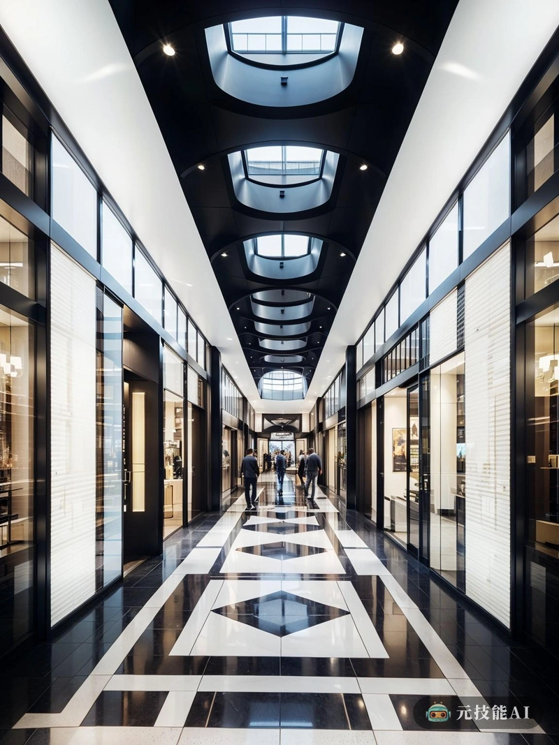 在一个繁华的城市中心，矗立着一个由著名建筑师查尔斯·雷尼·麦金托什设计的购物中心。这个购物中心是新艺术风格的杰作，与周围环境和谐地融合在一起。外部是几何图案和曲线的研究，每一块石头和砖上都蚀刻着复杂的细节。内部同样令人印象深刻，拥有迷宫般的走廊和商店，所有设计都是麦金托什的标志性风格。购物中心是一个活动的蜂巢，购物者，浏览者和橱窗凝视者都欣赏设计之美，同时享受它提供的零售疗法。