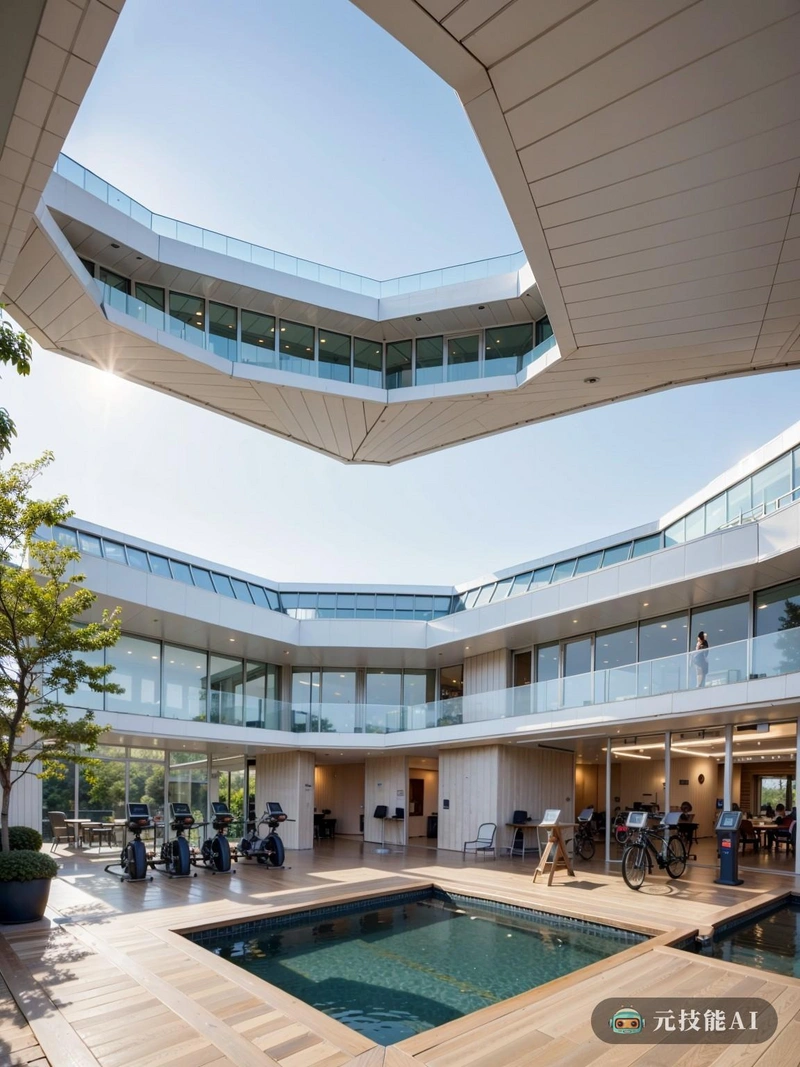 度假岛上的健身中心由建筑师Santiago Calatrava设计，是当代建筑的典范。这座八角形建筑由玻璃纤维建造，这种材料在设计中既有强度又有灵活性。玻璃纤维的使用也使结构具有睡眠和现代美学，使其成为岛上景观中的一个突出特征该建筑的设计向伊斯兰建筑致敬，具有一体的几何图案和对称性，这是该风格的标志。健身中心不仅是促进健康和身心健康的功能空间，也是所有参观度假岛的人的视觉享受，建筑的影响使它成为一个真正的离子结构
