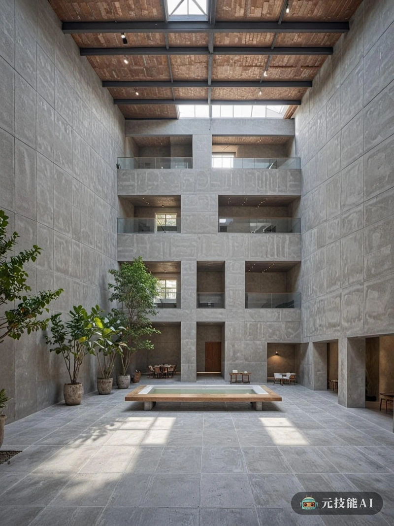 由墨西哥著名建筑师Luis Barragán设计的展厅。室内沐浴在柔和的自然光中,通过大窗户过滤,在几何形状和纹理上投射出温暖的光芒。空间是开放和通风的,干净的线条和最小的装饰,让建筑为自己说话。墙壁由原始混凝土制成,补充了中性色调,并增加了工业优雅感。地板上覆盖着大块的矩形瓷砖,形成了一种引导眼睛穿过空间的图案。天花板很高,呈拱形,外露的横梁增加了视觉上的兴趣和质感。整体效果是简单和宁静,有足够的细节来吸引眼球。这个展厅是Barragán标志性风格的完美典范:现代但植根于墨西哥的传统工艺。 由墨西哥著名建筑师Luis Barragán设计的展厅。室内沐浴在柔和的自然光中,通过大窗户过滤,在几何形状和纹理上投射出温暖的光芒。空间是开放和通风的,干净的线条和最小的装饰,让建筑为自己说话。墙壁由原始混凝土制成,补充了中性色调,并增加了工业优雅感。地板上覆盖着大块的矩形瓷砖,形成了一种引导眼睛穿过空间的图案。天花板很高,呈拱形,外露的横梁增加了视觉上的兴趣和质感。整体效果是简单和宁静,有足够的细节来吸引眼球。这个展厅是Barragán标志性风格的完美典范:现代但植根于墨西哥的传统工艺。