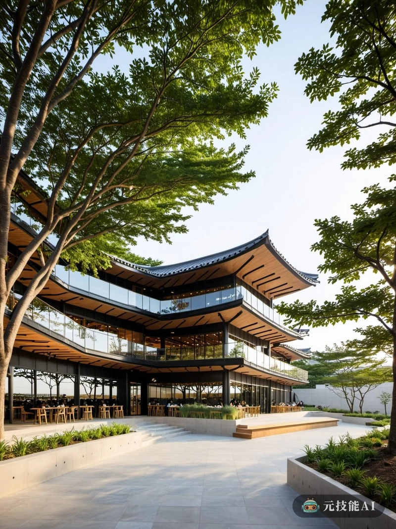 坐落在宁静的高原上，高原上的咖啡公园呈现出迷人的现代建筑景观。该设计体现了传统韩国建筑和尖端绿色技术的融合，创造了一个环境可持续发展和文化丰富的空间。曲折的钢木结构与起伏的景观相呼应，融合了传统的韩国设计元素，如使用天然材料和强调与自然的和谐。咖啡馆的内部，装饰着郁郁葱葱的绿色植物，提供了一个清爽的休息从城市的喧嚣，为客人提供一个宁静和振兴的经验。锯齿形的设计不仅提高了审美吸引力，而且还服务于实用目的，优化了空间和自然光的利用。高原上的CafeParks证明了将传统韩国价值观与现代设计相结合的美丽，创造了一个既环保又美观的空间。