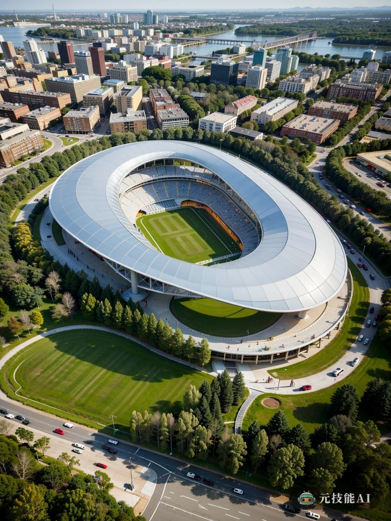 阿尔瓦·阿尔托(Alvar Aalto)设计的体育场渲染图描绘了一个现代而有机的结构,与自然环境无缝融合。体育场的形式似乎受到自然的启发,曲线和起伏与山脉和波浪的形状相呼应。屋顶被设计成波浪状,提供阴凉和遮蔽,同时也为观众提供起伏的动态视野。座位的安排优化了视野和阳光照射,确保了球员和观众的最大舒适度。整个体育场使用可持续材料和节能设计元素,进一步强调了其对环境可持续性的承诺。阿尔瓦·阿尔托的体育场设计体现了功能、美学和环保意识的完美结合。 阿尔瓦·阿尔托(Alvar Aalto)设计的体育场渲染图描绘了一个现代而有机的结构,与自然环境无缝融合。体育场的形式似乎受到自然的启发,曲线和起伏与山脉和波浪的形状相呼应。屋顶被设计成波浪状,提供阴凉和遮蔽,同时也为观众提供起伏的动态视野。座位的安排优化了视野和阳光照射,确保了球员和观众的最大舒适度。整个体育场使用可持续材料和节能设计元素,进一步强调了其对环境可持续性的承诺。阿尔瓦·阿尔托的体育场设计体现了功能、美学和环保意识的完美结合。