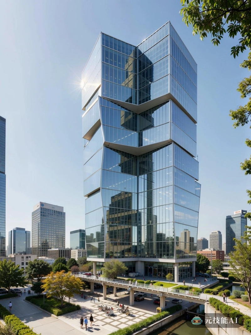 由John Lautner设计的高层办公大楼傲然屹立在城市景观中，是现代建筑和城市进步的象征。玻璃幕墙捕捉阳光，在下面繁华的街道上投射出动态的光芒。建筑流畅的线条和几何形状证明了劳特纳对功能和美学和谐的承诺。在内部，开放的平面设计促进了协作和创造力，同时使用天然材料和充足的绿色空间促进了健康的工作环境。高层办公大楼不仅仅是一个商业场所;这是一个充满活力的活动和灵感的中心。