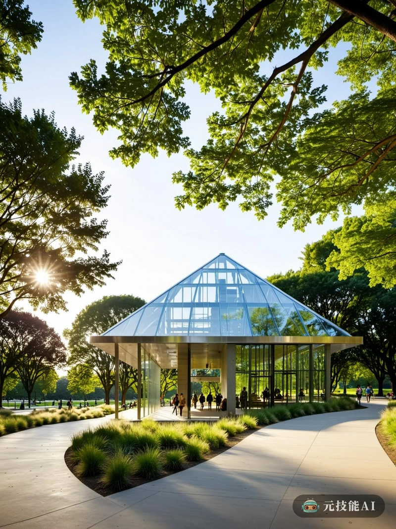 重新设计的城市中央公园是一个与自然和当代设计情感完美和谐的公共空间。公园，曾经是一个繁华的活动中心，已经转变为一个城市绿洲，玻璃和钢结构补充了周围的城市景观，同时保持了极简主义的美学。在公园的中心，一系列的玻璃亭子升起，它们透明的立面允许自然光涌入内部，同时让路人瞥见远处翠绿的景观。这些亭子由波特兰水泥建造，这是一种可持续的材料，与公园对环保主义的承诺相呼应。水泥粗糙的纹理与光滑的玻璃和钢结构形成鲜明对比，体现了设计的解构主义风格。在整个公园中，绿色空间无缝地融入城市肌理。绿树成荫的小路引导游客穿过长满本土植物和野生动物栖息地的草地和花园。这些空间为城市的喧嚣提供了一个喘息的机会，为放松和反思提供了一个地方。重新设计的城市中央公园不仅仅是一个娱乐和休闲的空间;这是对环境可持续性和艺术创新的承诺。公园的玻璃和钢铁极简主义，波特兰水泥建筑和解构主义风格都有助于其作为卓越城市设计灯塔的地位。