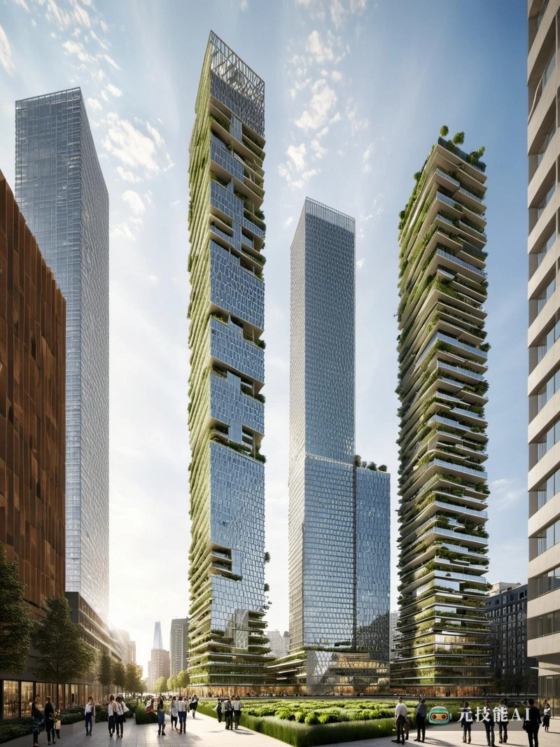 农场未来城市摩天大楼被设想为城市中心的垂直花园,开创了生态城市主义的新时代。这座高耸的建筑有着复杂的装饰设计,是艺术与工程共生的见证。外部包裹着金属网,允许最佳的阳光穿透和通风,同时也作为装饰艺术图案的折衷组合的画布。这些设计灵感来自自然和几何图案,不仅仅是审美;它们还有助于提高建筑的能源效率和结构完整性。摩天大楼内部是一个垂直的生态系统,农业楼层为城市提供新鲜农产品,同时吸收碳排放。农场未来城不仅仅是一座建筑;这是一个可持续的、相互联系的城市景观的愿景,摩天大楼与自然完美和谐地共存。 农场未来城市摩天大楼被设想为城市中心的垂直花园,开创了生态城市主义的新时代。这座高耸的建筑有着复杂的装饰设计,是艺术与工程共生的见证。外部包裹着金属网,允许最佳的阳光穿透和通风,同时也作为装饰艺术图案的折衷组合的画布。这些设计灵感来自自然和几何图案,不仅仅是审美;它们还有助于提高建筑的能源效率和结构完整性。摩天大楼内部是一个垂直的生态系统,农业楼层为城市提供新鲜农产品,同时吸收碳排放。农场未来城不仅仅是一座建筑;这是一个可持续的、相互联系的城市景观的愿景,摩天大楼与自然完美和谐地共存。