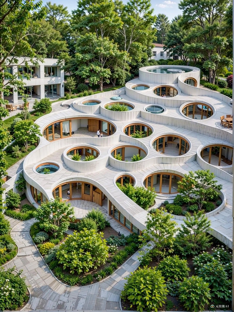 这幅画描绘了一座迷人的幼儿园建筑,呈漩涡状,优雅地拥抱着周围的花园。这座三层的低层建筑由一位有着丰富园艺背景的著名建筑师设计,散发着与自然和谐相处的感觉。建筑的立面装饰着充满活力的绿色植物,为年轻的学习者创造了一个有趣和诱人的氛围。大窗户让自然光进入室内,营造出温暖宜人的环境。漩涡的设计,象征着无限的可能性,鼓励孩子们探索和发现自己独特的才能。 这幅画描绘了一座迷人的幼儿园建筑,呈漩涡状,优雅地拥抱着周围的花园。这座三层的低层建筑由一位有着丰富园艺背景的著名建筑师设计,散发着与自然和谐相处的感觉。建筑的立面装饰着充满活力的绿色植物,为年轻的学习者创造了一个有趣和诱人的氛围。大窗户让自然光进入室内,营造出温暖宜人的环境。漩涡的设计,象征着无限的可能性,鼓励孩子们探索和发现自己独特的才能。