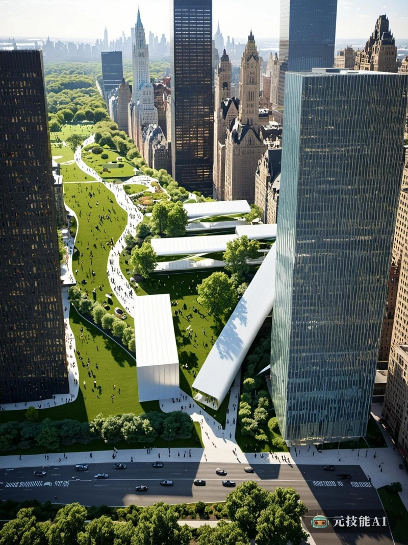 城市绿地:动态中央公园是一个将大学城市中央公园与摩天大楼技术的先锋相结合的设计概念。该项目设想了一个悬挑结构，优雅地上升到天空，作为先锋的摩天大楼和城市的装饰性焦点。独特的悬挑设计创造了一个充满活力的空间，挑战了传统的建筑规范。在其核心，城市绿地采用可充气材料来创造一个灵活和适应性的公园。这些可充气的元素可以根据公园的季节性需求充气或放气，为娱乐、放松和文化活动提供一系列空间。这种充气材料的创新使用不仅为设计增加了有趣的元素，而且还展示了动态建筑对环境条件的响应潜力。通过将先进的悬臂结构与充气材料相结合，城市绿地旨在重新定义城市公园的体验。它作为可持续城市发展的典范，平衡了对绿色空间的需求与现代高密度城市的需求。城市绿色证明了想象力和创新在塑造城市未来方面的力量。