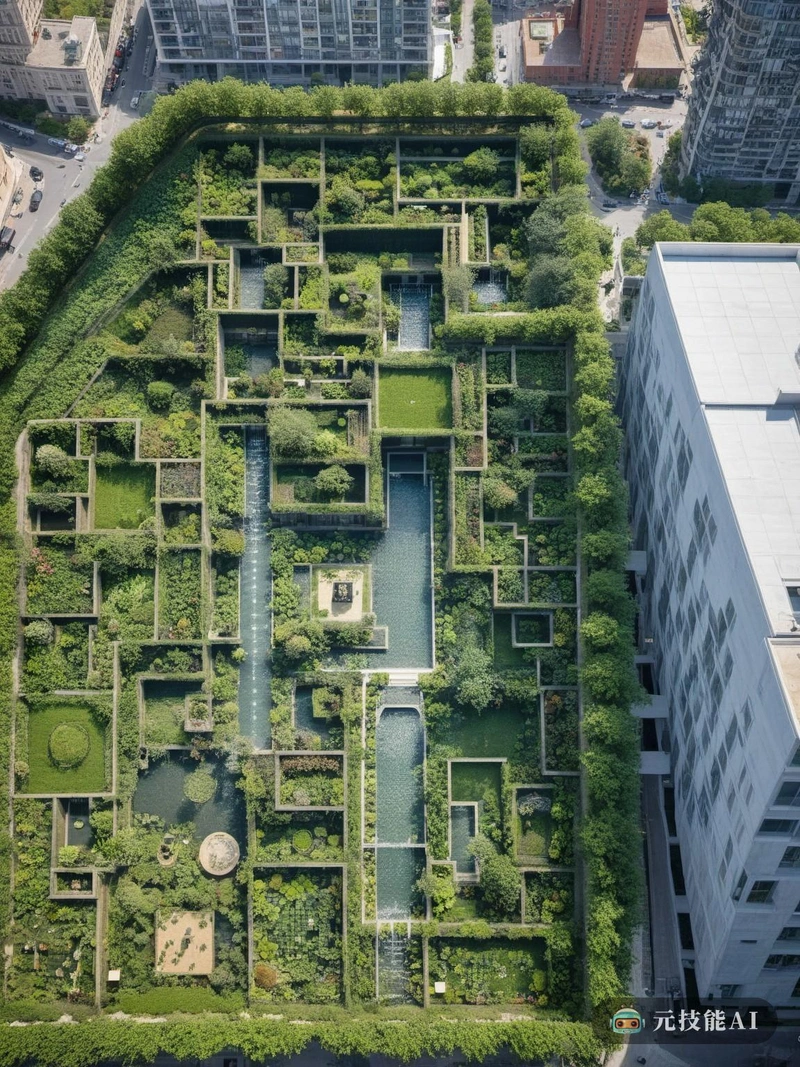 作为中世纪建筑和文艺复兴风格的后现代颂歌,屋顶绿洲是一个挑战传统花园设计界限的设计。花园位于现代高层建筑的顶部,是城市景观的垂直延伸,为下面的喧嚣提供了一个喘息的机会。花园是由人行道和绿地组成的错综复杂的迷宫,点缀着高原上的公园。这些高原的设计模仿了中世纪意大利的梯田,但它们的当代建筑材料玻璃纤维增加了后现代的讽刺意味,使它们与历史上的前辈区别开来。玻璃纤维在某些光线下看起来像水一样透明,为花园提供了独特的视角,让游客既可以看到上面郁郁葱葱的绿色植物,也可以看到下面的城市景观。在这个现代伊甸园中,从草坪的几何图案到点缀景观的华丽喷泉,文艺复兴风格的元素在景观的复杂细节中显而易见。这些喷泉以其古典的形式和宁静的水景,创造了一种宁静的感觉,与下面熙熙攘攘的城市生活形成鲜明对比。屋顶绿洲不仅仅是一个花园,它是城市设计的宣言,是想象力的证明,并提醒人们,即使在现代城市的中心,也可以有一个自然、历史和艺术共存的空间。 作为中世纪建筑和文艺复兴风格的后现代颂歌,屋顶绿洲是一个挑战传统花园设计界限的设计。花园位于现代高层建筑的顶部,是城市景观的垂直延伸,为下面的喧嚣提供了一个喘息的机会。花园是由人行道和绿地组成的错综复杂的迷宫,点缀着高原上的公园。这些高原的设计模仿了中世纪意大利的梯田,但它们的当代建筑材料玻璃纤维增加了后现代的讽刺意味,使它们与历史上的前辈区别开来。玻璃纤维在某些光线下看起来像水一样透明,为花园提供了独特的视角,让游客既可以看到上面郁郁葱葱的绿色植物,也可以看到下面的城市景观。在这个现代伊甸园中,从草坪的几何图案到点缀景观的华丽喷泉,文艺复兴风格的元素在景观的复杂细节中显而易见。这些喷泉以其古典的形式和宁静的水景,创造了一种宁静的感觉,与下面熙熙攘攘的城市生活形成鲜明对比。屋顶绿洲不仅仅是一个花园,它是城市设计的宣言,是想象力的证明,并提醒人们,即使在现代城市的中心,也可以有一个自然、历史和艺术共存的空间。