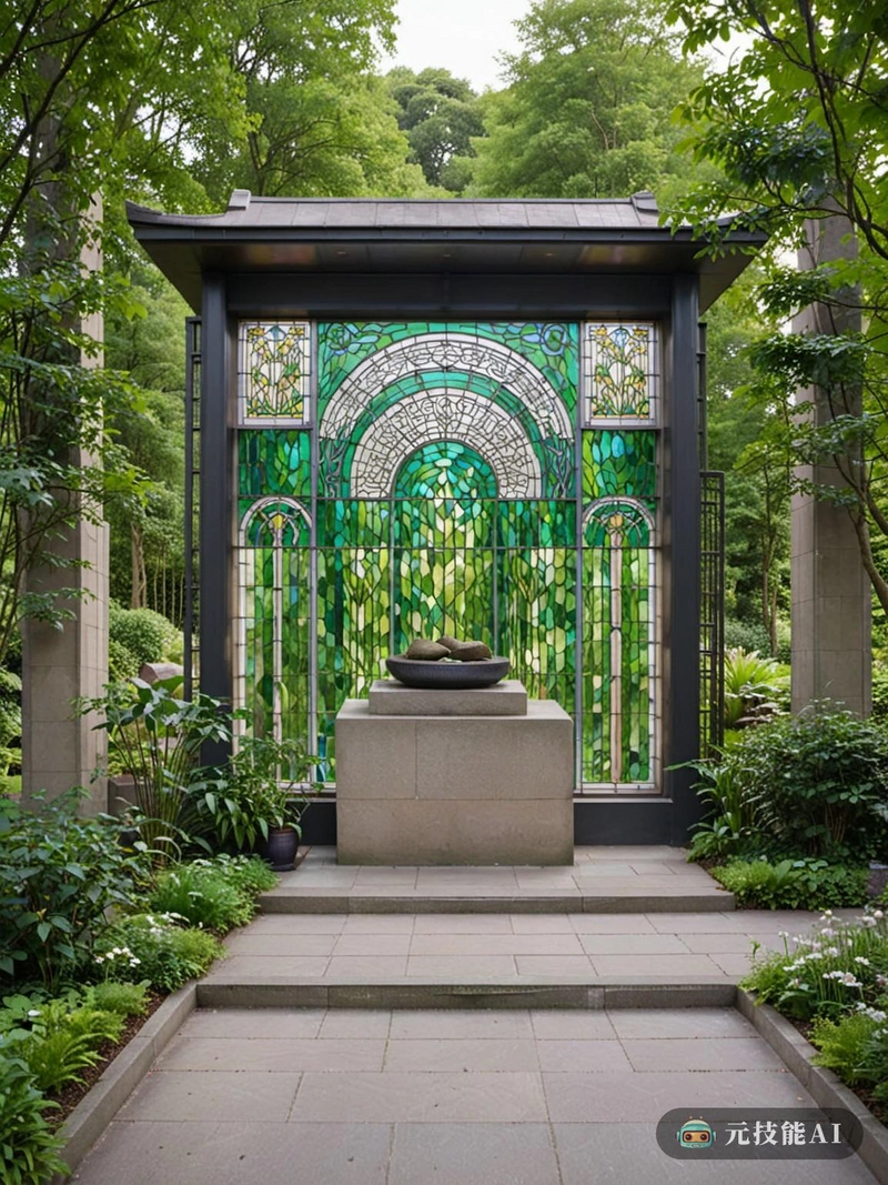 查尔斯·雷尼·麦金托什(Charles Rennie Mackintosh)设计的一座宁静的寺庙,优雅地矗立在连绵起伏的山丘和郁郁葱葱的绿色植物的背景下。建筑以其优雅的线条和复杂的细节散发出宁静与和谐的感觉。寺庙的正面装饰着复杂的雕刻和彩色玻璃窗,投射出温暖诱人的光芒。在室内,空间充满了柔和的光线,营造出宁静而神圣的氛围。寺庙是一个反思和冥想的地方,游客可以在这里寻求安慰和内心的平静。 查尔斯·雷尼·麦金托什(Charles Rennie Mackintosh)设计的一座宁静的寺庙,优雅地矗立在连绵起伏的山丘和郁郁葱葱的绿色植物的背景下。建筑以其优雅的线条和复杂的细节散发出宁静与和谐的感觉。寺庙的正面装饰着复杂的雕刻和彩色玻璃窗,投射出温暖诱人的光芒。在室内,空间充满了柔和的光线,营造出宁静而神圣的氛围。寺庙是一个反思和冥想的地方,游客可以在这里寻求安慰和内心的平静。