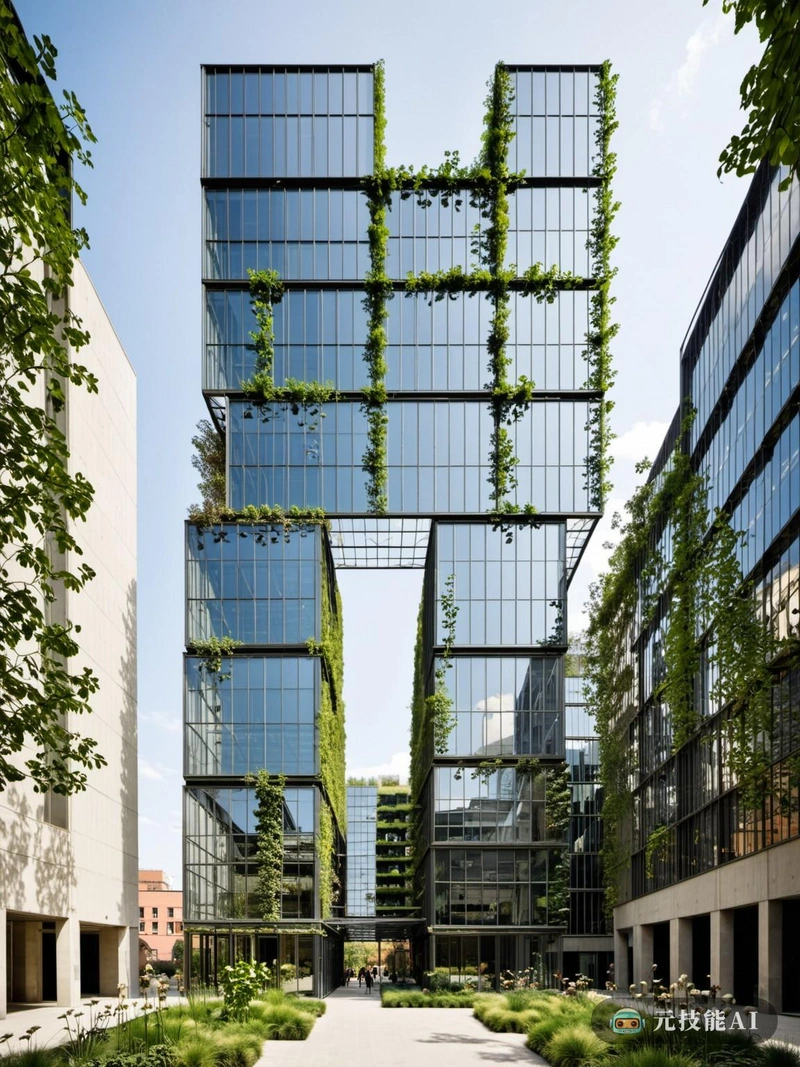 想象一下，一个仓库变成了一个郁郁葱葱的空中花园，一个城市丛林中的垂直绿洲。这是“垂直绿洲”，一个融合了包豪斯功能和装饰艺术优雅的设计概念。该结构的灵感来自摩天大楼的先驱，它是一个钢框架，支撑着密集的植物和花卉网络，创造了一个绿色的天篷，过滤了城市的噪音和空气污染。该设计体现了包豪斯艺术与工艺相结合的原则，使用钢作为材料既支撑结构又成为装饰设计的组成部分。装饰艺术的影响体现在几何图案和植物的对称安排上，创造了形式和功能的和谐融合。空中花园不仅为感官提供了一个喘息的机会，而且还作为一个可持续的城市解决方案，将曾经贫瘠的仓库变成了一个郁郁葱葱、充满活力的绿色空间。凭借对材料和设计的创新使用，“垂直绿洲”证明了想象力的力量和融合不同设计风格的和谐之美。