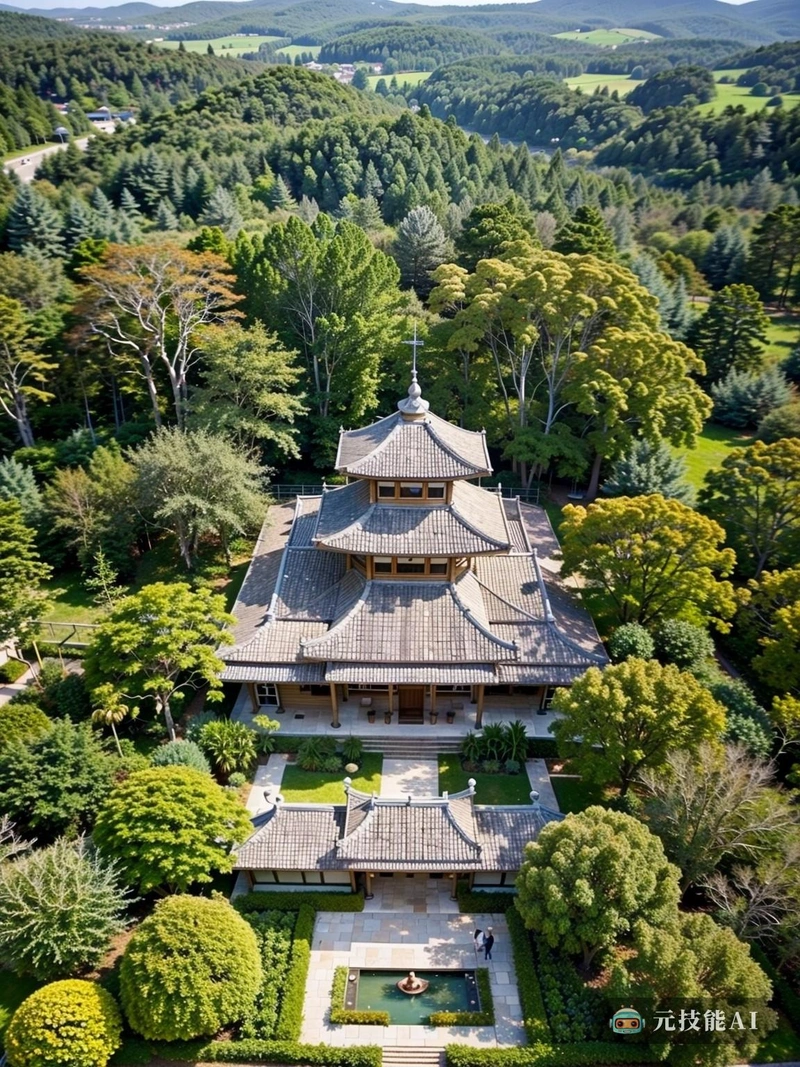 路易斯Barragán设计的一座宁静的寺庙优雅地矗立在自然美景的背景下。该建筑沐浴在柔和的自然光中，似乎毫不费力地漂浮在郁郁葱葱的绿色植物之上。几何形式巧妙地融入到设计中，创造了艺术与自然的和谐融合。这种风格证明了Barragán对空间关系的掌握，每一个细节都经过仔细考虑，以增强整体体验。寺庙的存在似乎唤起了一种宁静和反思的感觉，邀请游客在宁静的怀抱中迷失自我。